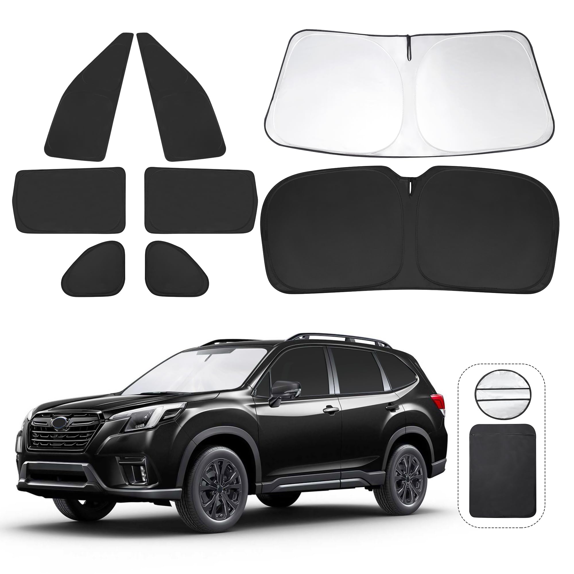 TINGLU Window Shades for Subaru Forester 2019-2024 Accessories Car Side Full Windows Rear Triangular Windshield Sun Shade Sun UV