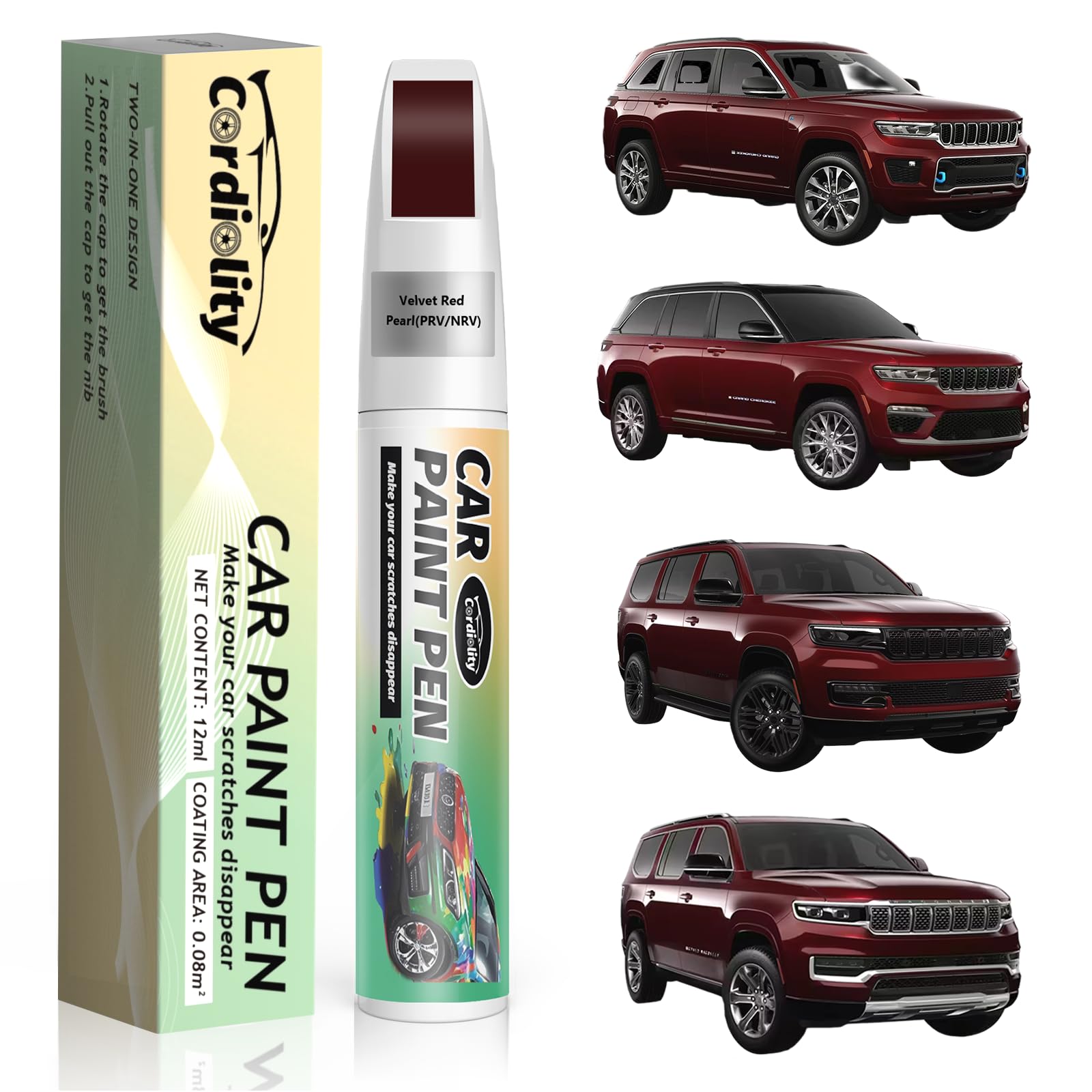 Car Touch Up Paint Velvet Red Pearl(PRV/NRV) for Jeep, Color Accurate Car Scratch Repair Pen Fix Auto Paint Chips and Nicks