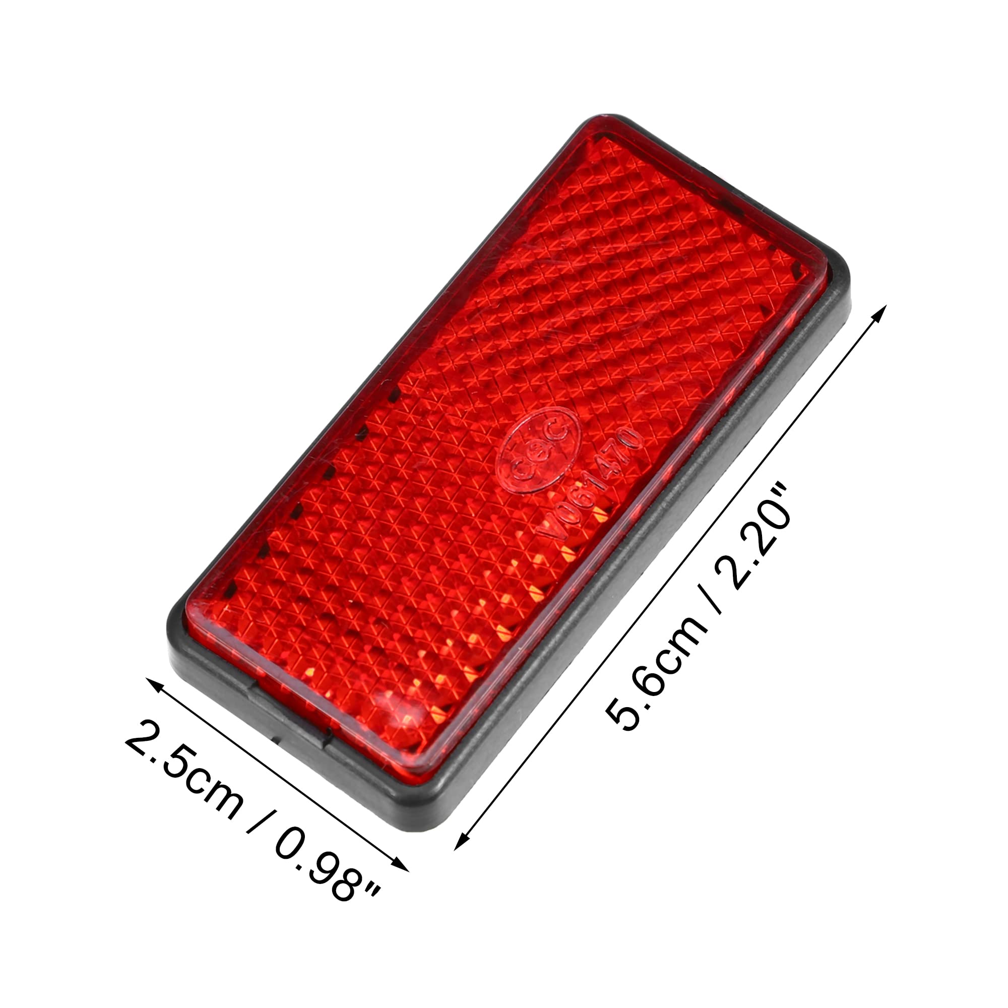 X Autohaux 8 Pcs Rectangular Stick-On Safety Spoke Reflective Self Adhesive Reflector For Gate Posts Cars Trailer Motorcycle Trucks Boat Bicycle Bike Red