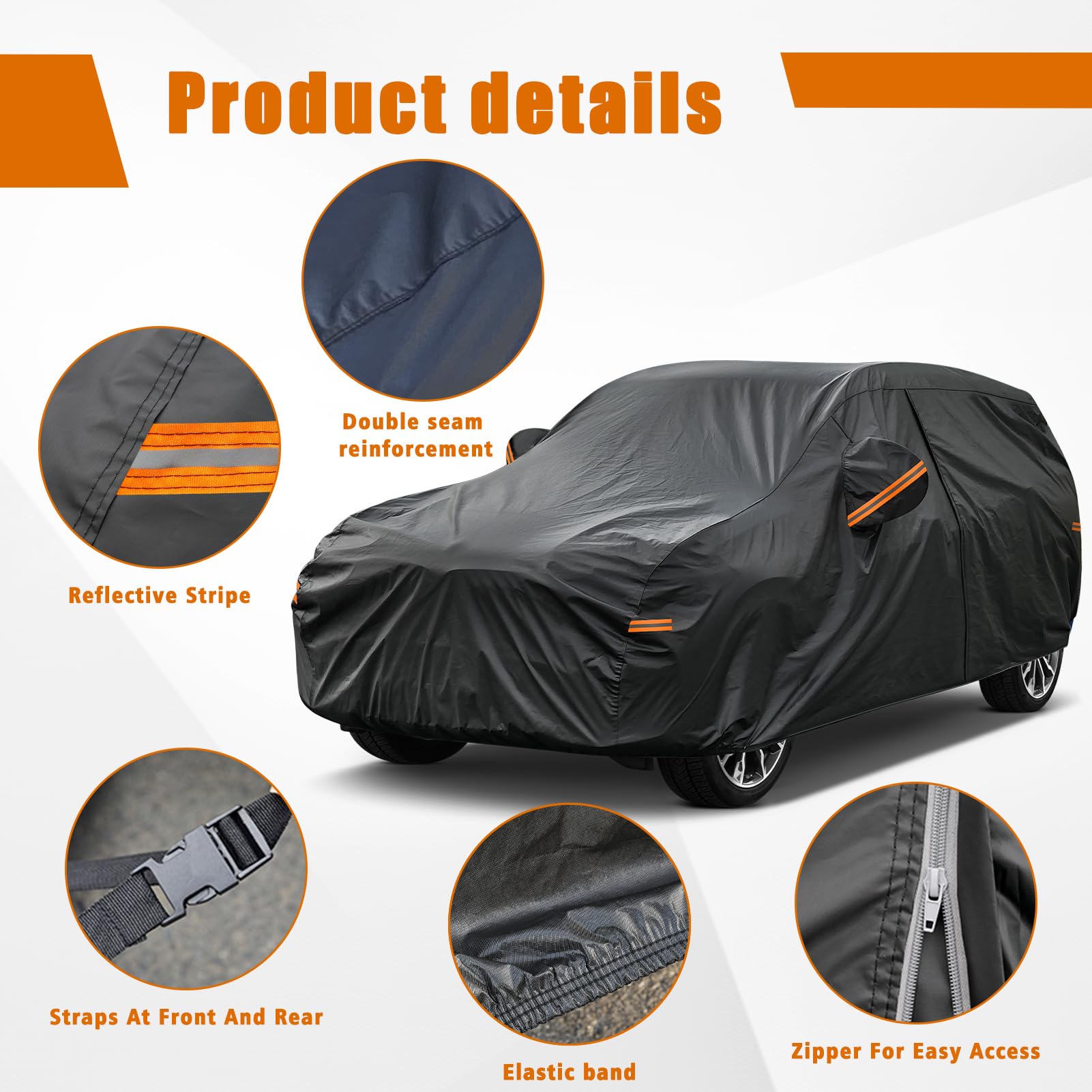 Kayme SUV Car Cover, Custom Fit for Mercedes Benz GLE 350/450 (2015-2024), PE-Black, Waterproof, All Weather Protection