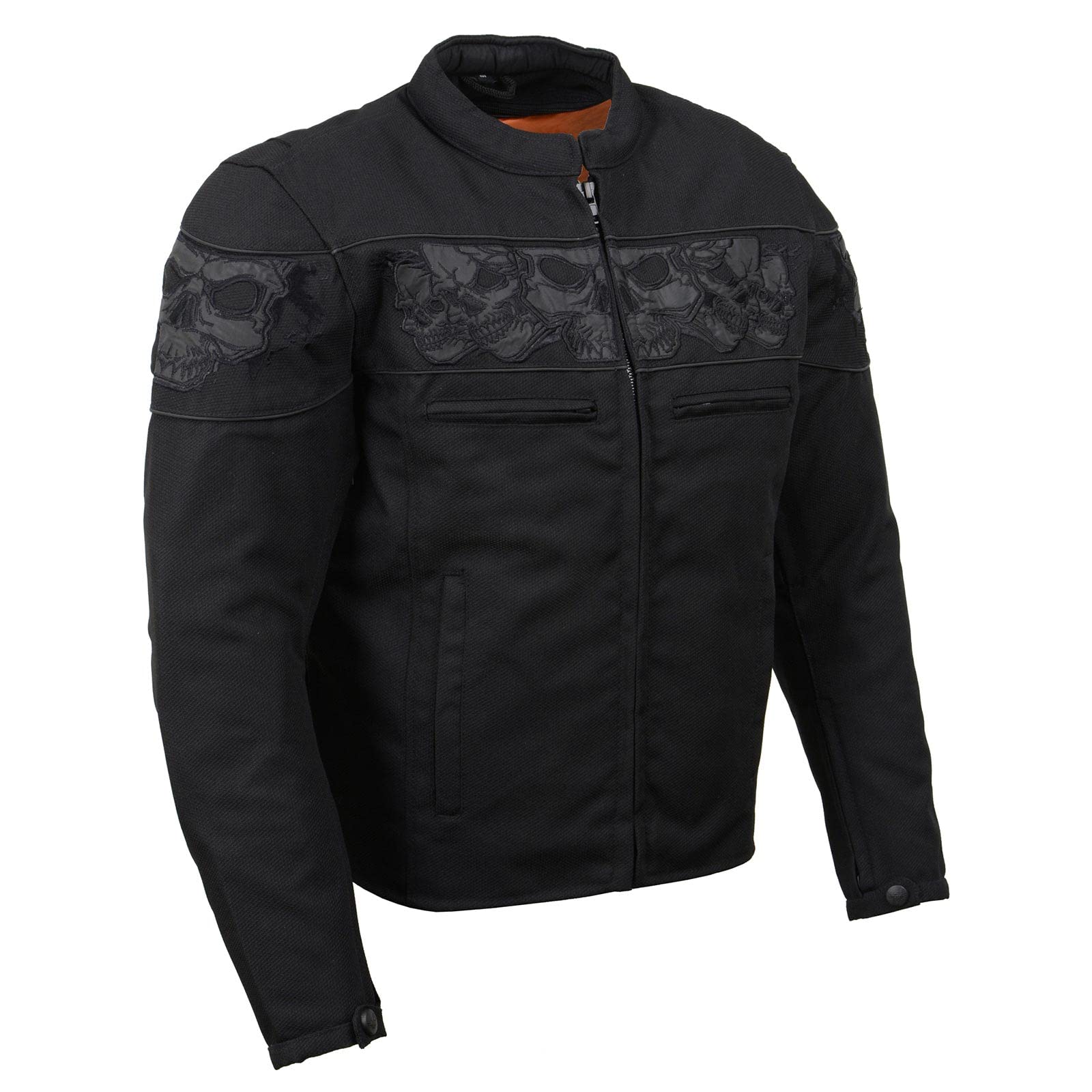 Milwaukee Leather MPM1730 Black Padded Textile Motorcycle Jacket for Men w/Reflective Skulls - All Season Motorcycle Jacket - 4X