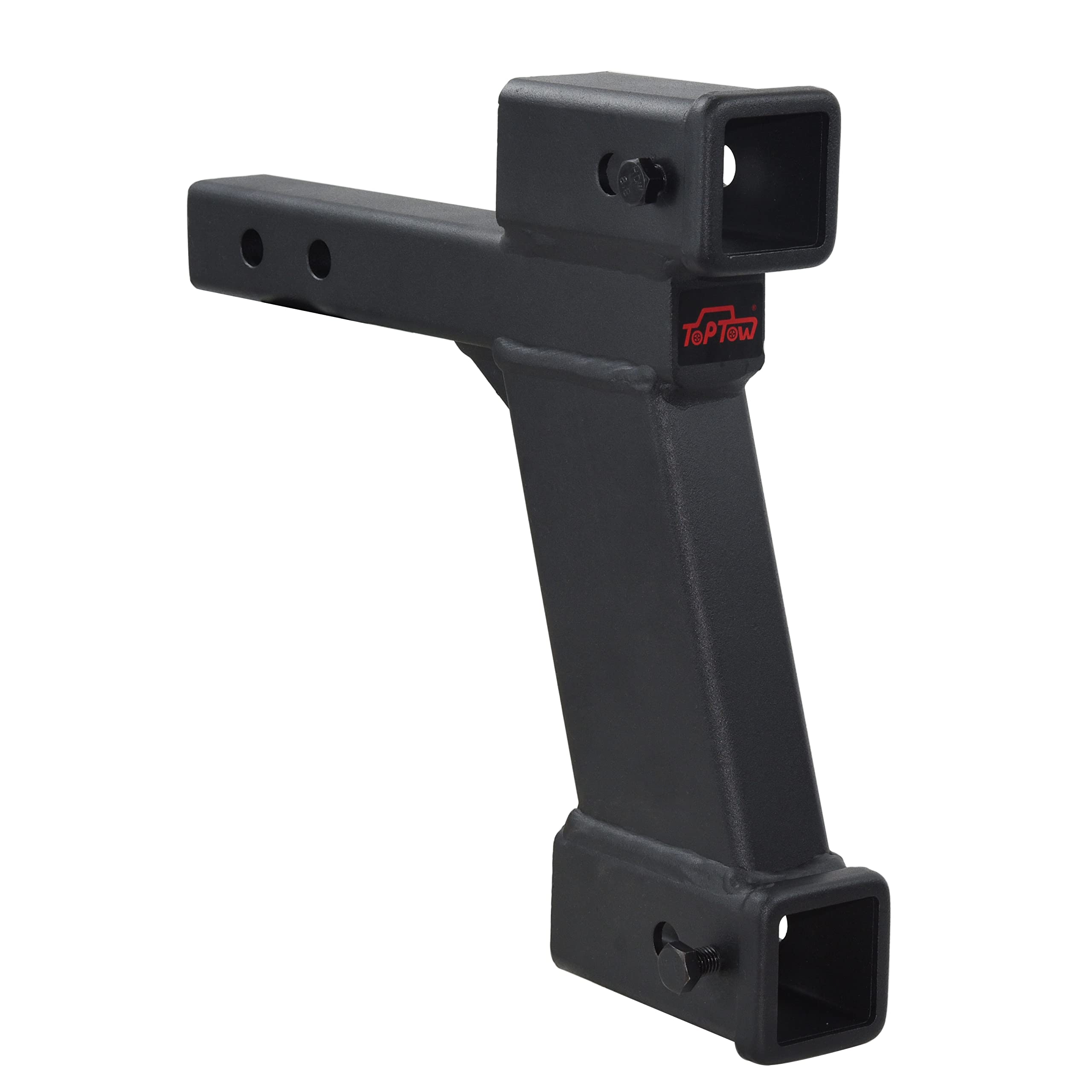 TOPTOW Trailer Dual Hitch Extender Adapter with 2-inch & 10-inch Riser/Drop, 2 Receiver, 2-inch Solid Shank, 10000lbs Capacity