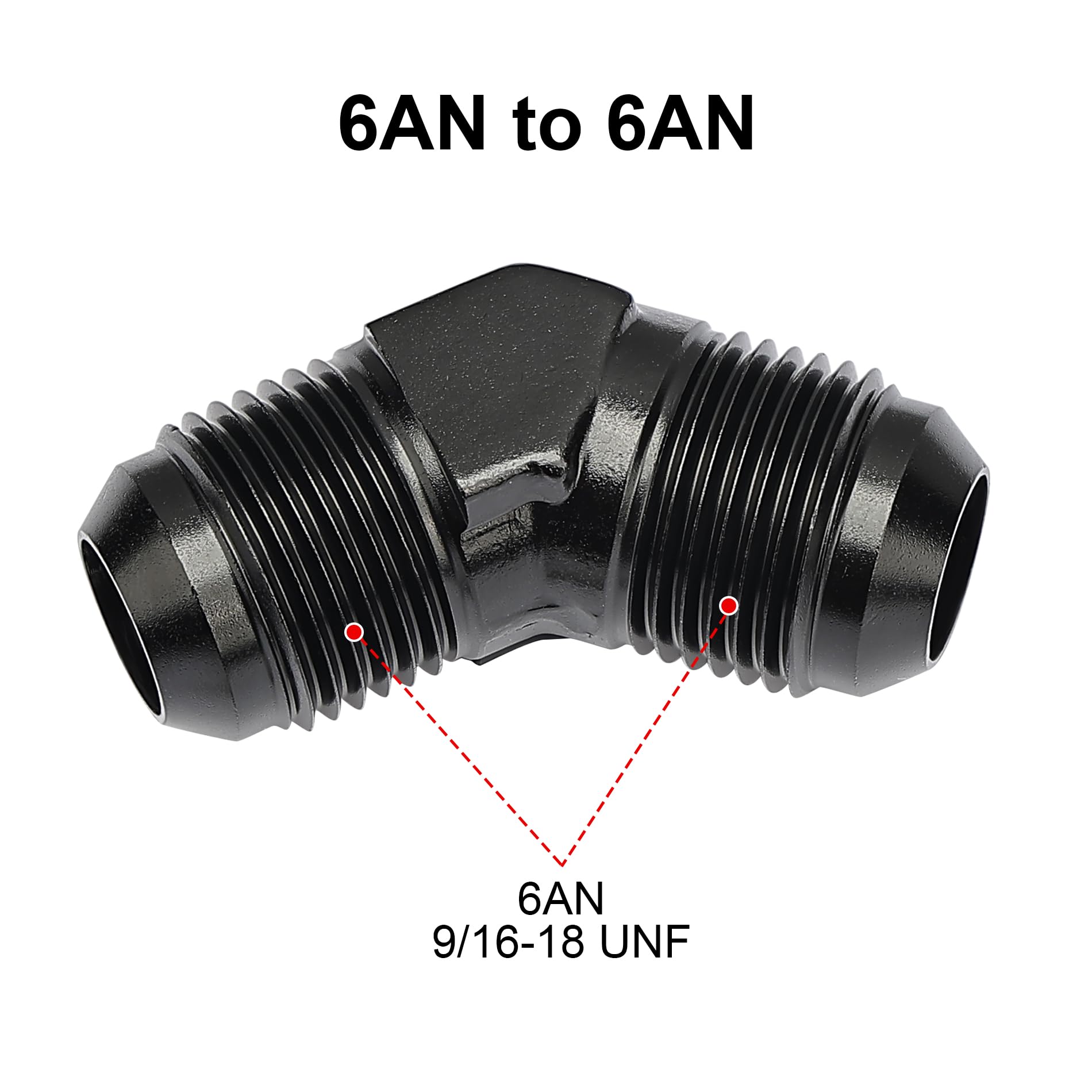 EVIL ENERGY 6AN Male to Male Flare 45 Degree Union Coupler Fitting Coupling Aluminum Straight Black