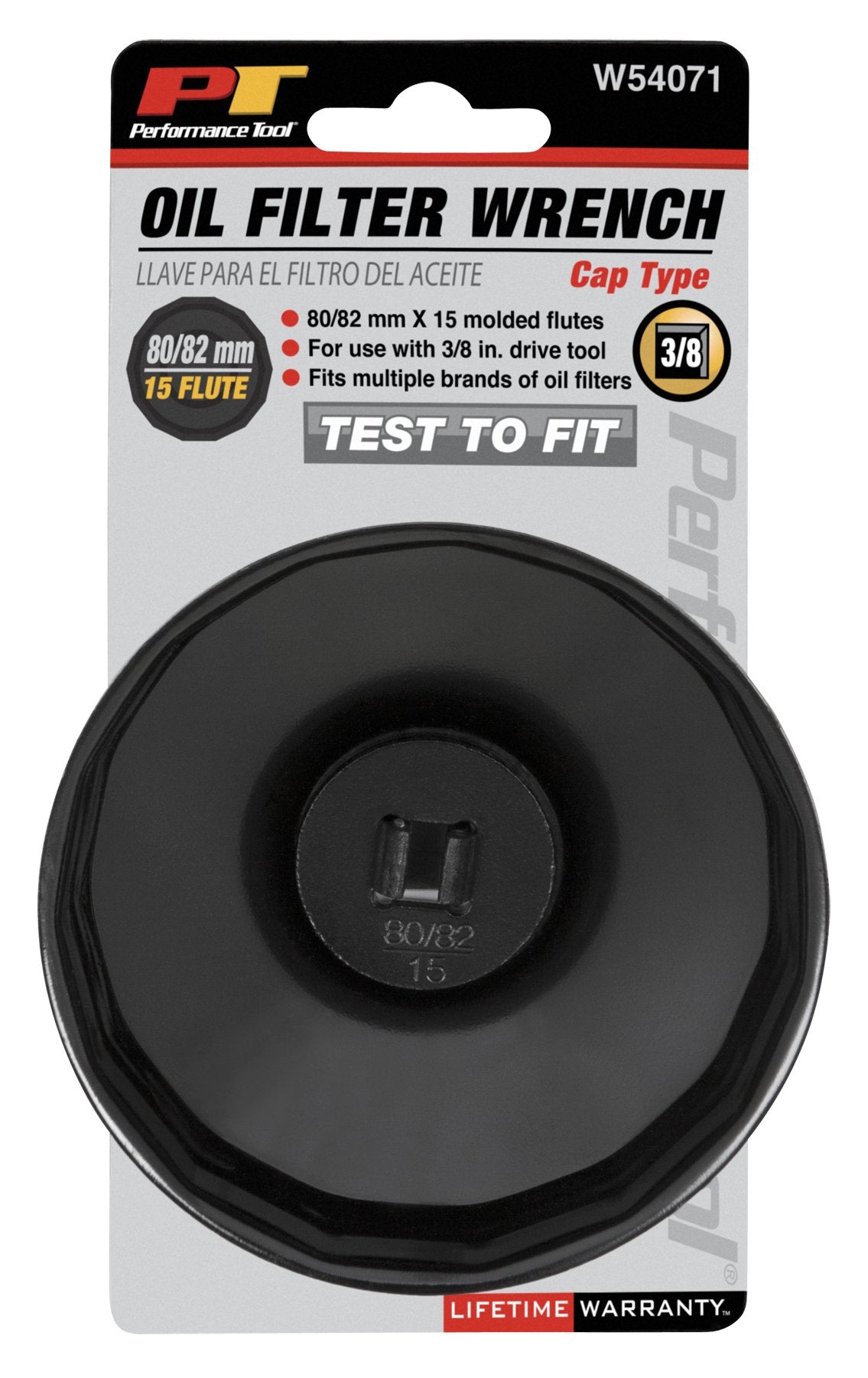 Performance Tool W54071 Cap Filter Wrench, 80mm/82mm 15 Flutes