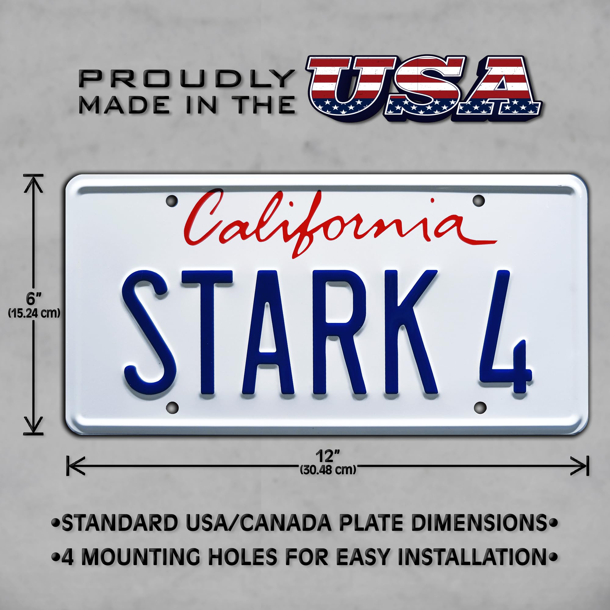 Celebrity Machines Iron Man | Stark 4 | Metal Stamped License Plate