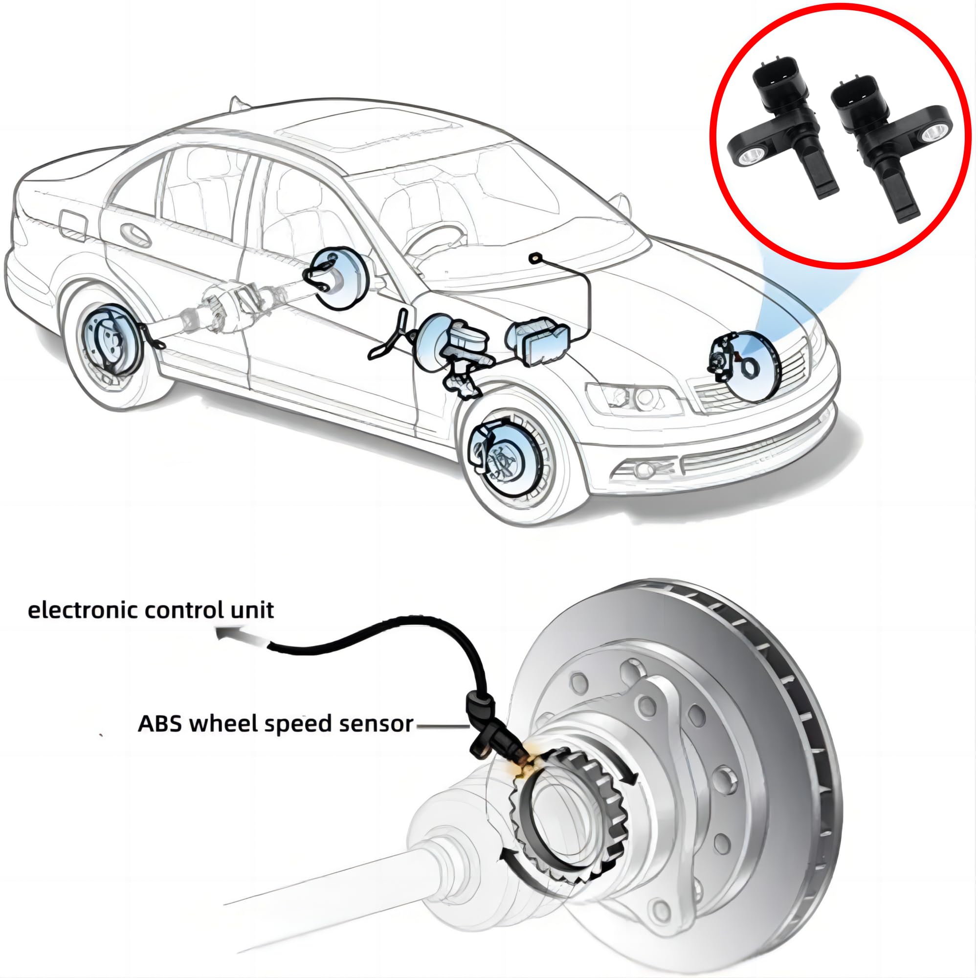 ABS Wheel Speed Sensor - Front Rear Right Left Compatible for Toyota Tacoma 2005-2018 4Runner 2003-2019 FJ Cruiser 2007-2014 Lan