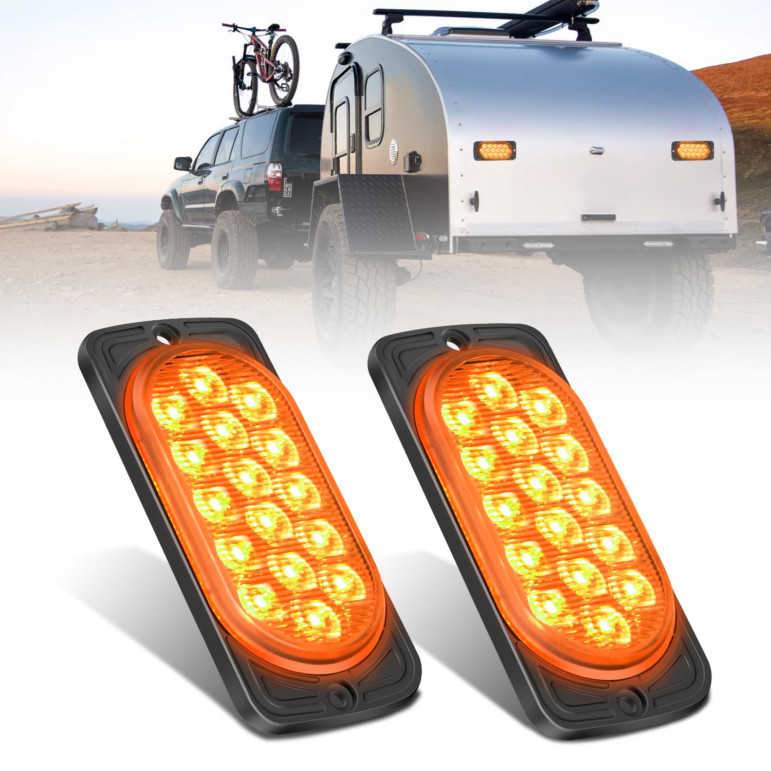 Nilight 4.4 Inch Aluminum Housing Tail Light 2 Pcs 16 Led Amber Left Right Turn Signals Marker Lights Surface Mount Ip67 Waterpr