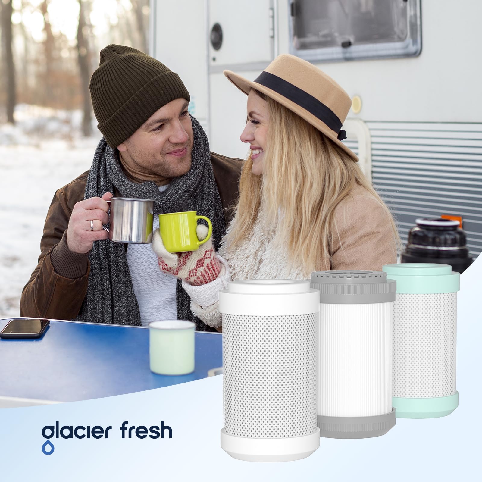 GLACIER FRESH Replacement cartridges for RV Water Filter System, 0.2 Micron High Flow Filter, Sediment Longevity    by GLACIER F