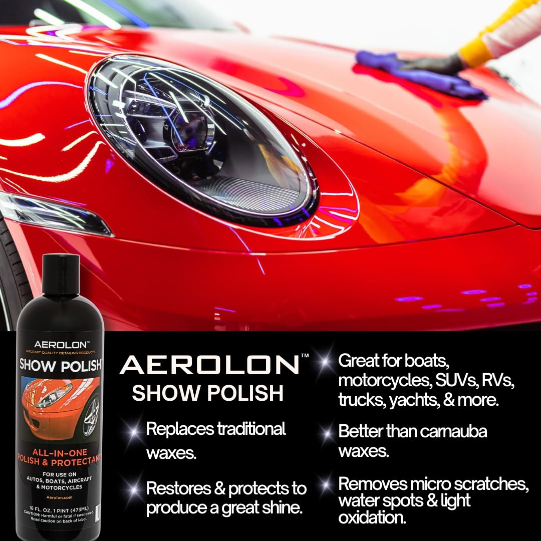 Aerolon Show Polish - High Gloss Liquid Car Wax & Base Coat Sealant - 1 Gallon, Polymer Protection