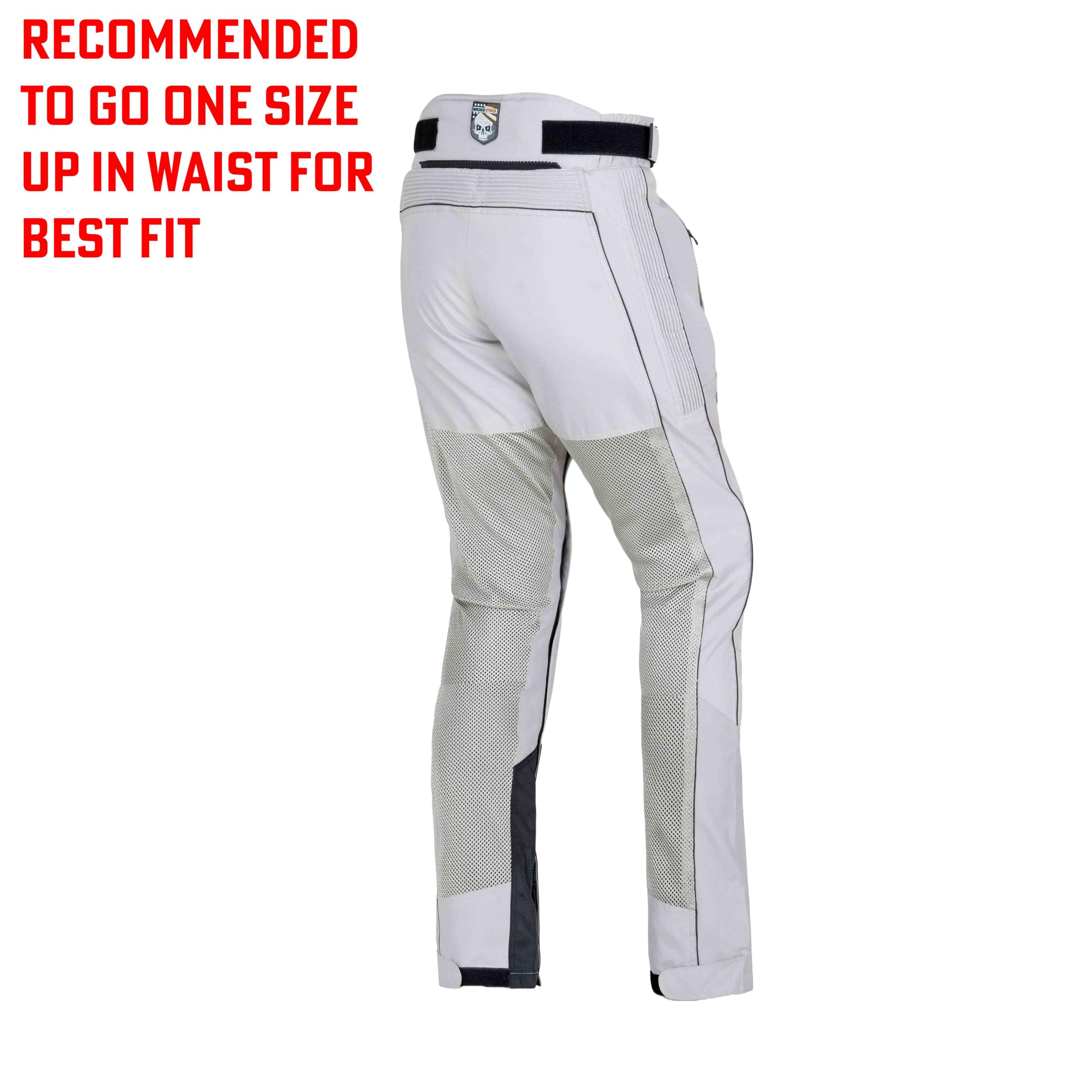 Wicked Stock Mesh Motorcycle Pants With Armor - Adventure Motorcycle Riding Gear - Gray