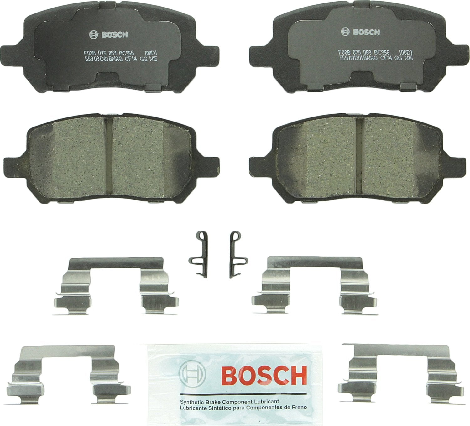 BOSCH BC956 QuietCast Premium Ceramic Disc Brake Pad Set - Compatible with Select Chevrolet Cobalt; Pontiac G5, Pursuit; Saturn 