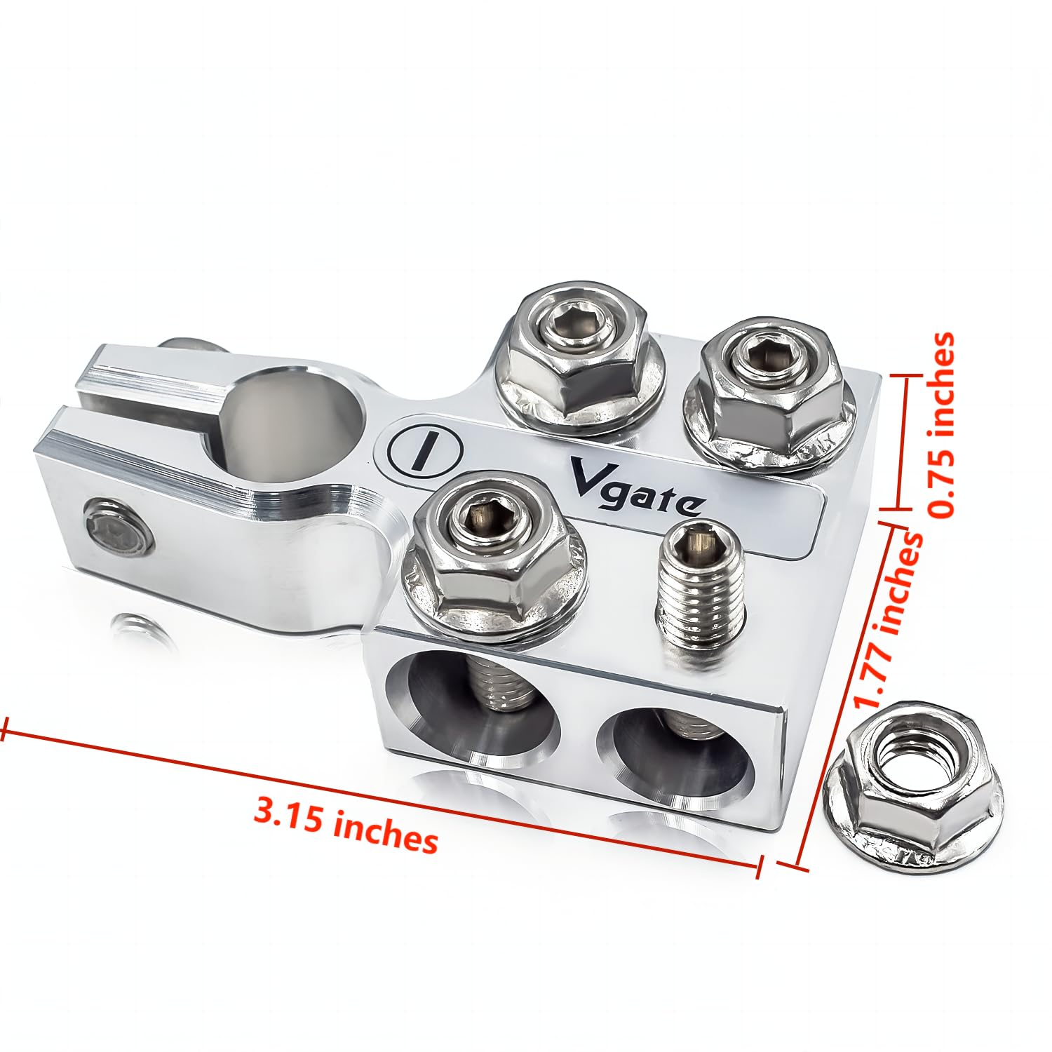 Vgate 8-Way Lead Acid Battery Terminal Connector, Agm Post Terminal Ends, 8Awg Up To 4/0(Xl) Awg Gauge, Positive & Negative For