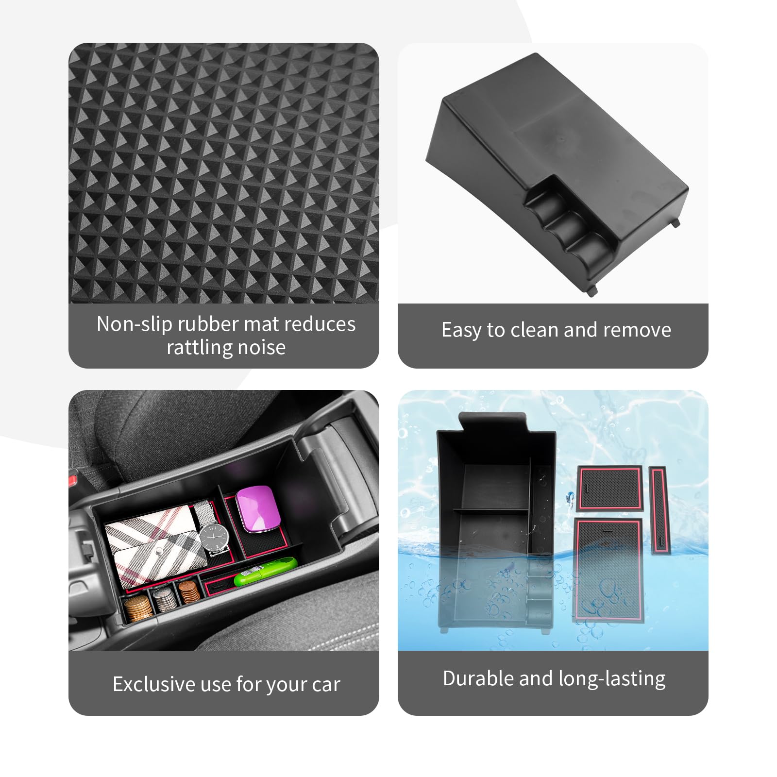CDEFG HR-V Center Console Organizer Tray - ABS Plastic, Red, 2023-2025 Honda HRV Armrest Storage Box