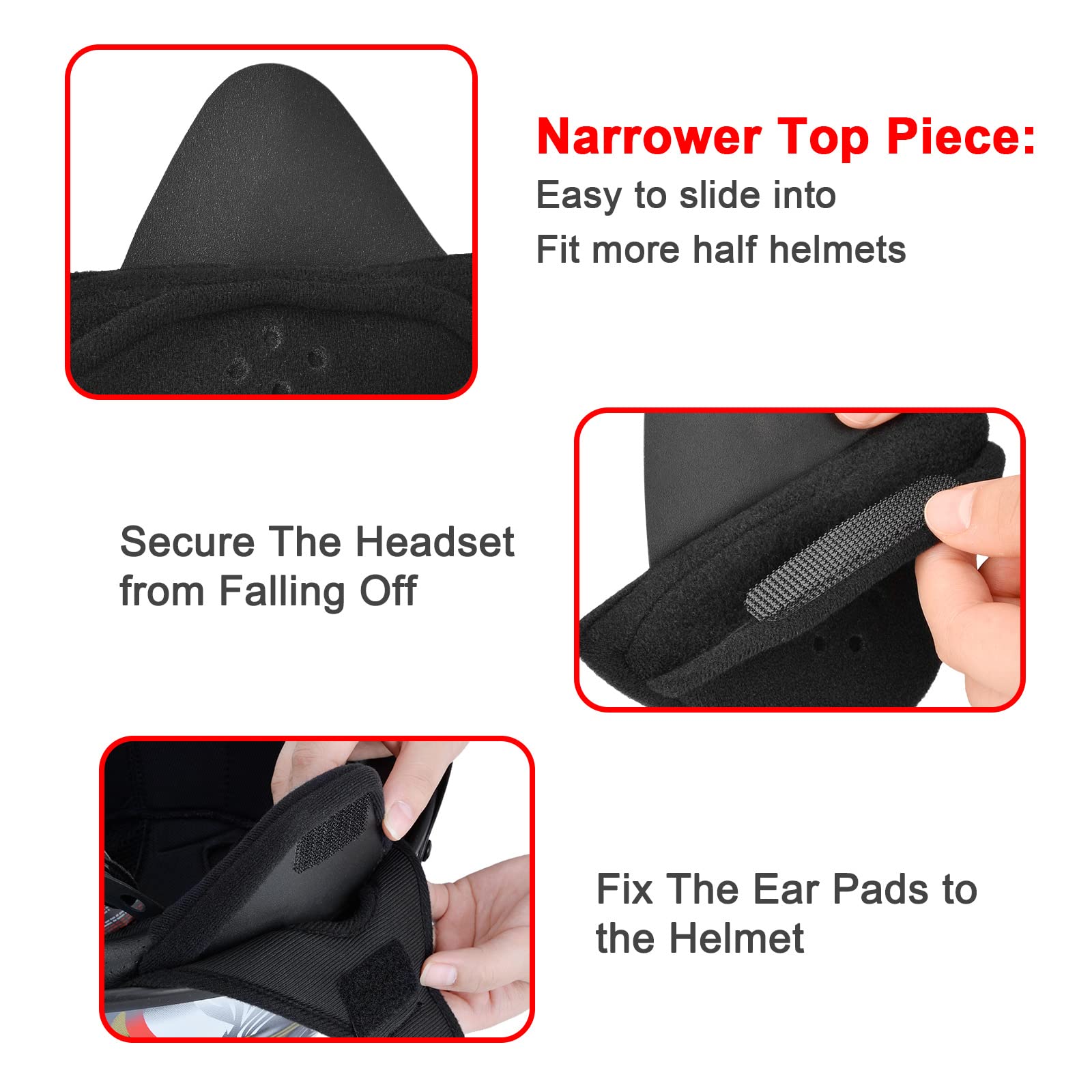 iGuerburn Half Helmet Ear Pads with Bluetooth Speakers, One Size, Black, Comfort Cotton, Model GEBUS086, Reduces Wind Noise, 1 Pair