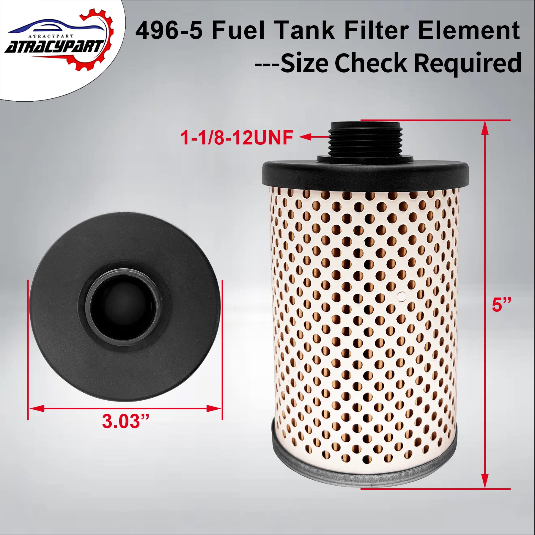 496-5 Fuel Tank Filter Element Water-Block 2 Pcs Replacement For Diesel Gasoline Biodiesel Water Separate 30 Micron with Protect