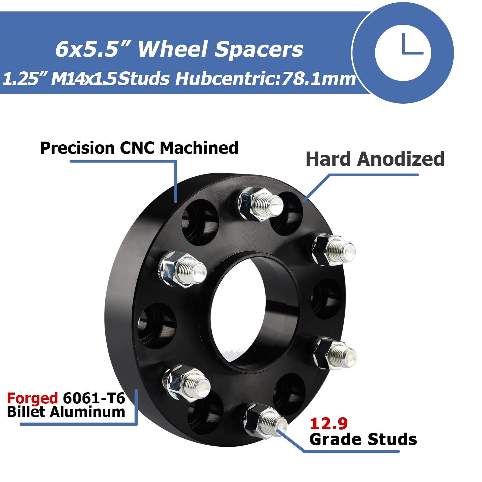 EZISOE 1.25 Inch 6x5.5 Wheel Spacers for Silverado 1500 Tahoe/Yukon 1500 Sierra 1500, 6x139.7 Wheel Spacers 78.1mm Hubcentric wi