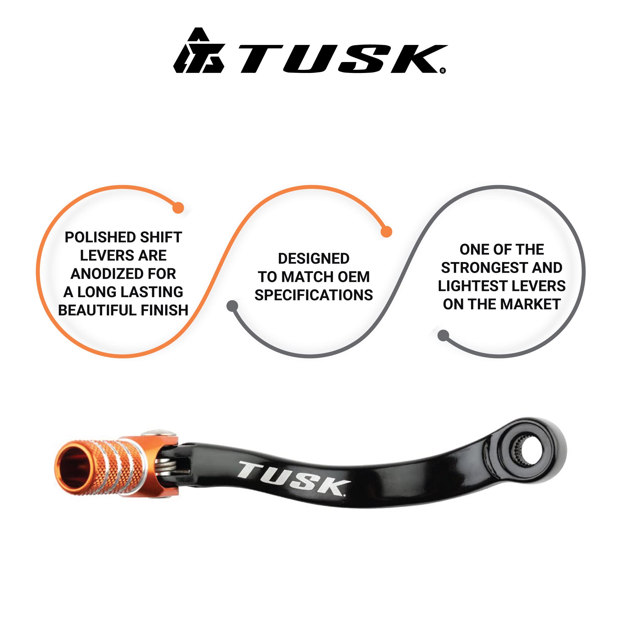 Tusk Folding Shift Lever Black/Orange Tip - Fits: KTM 250 XC 2006-2016