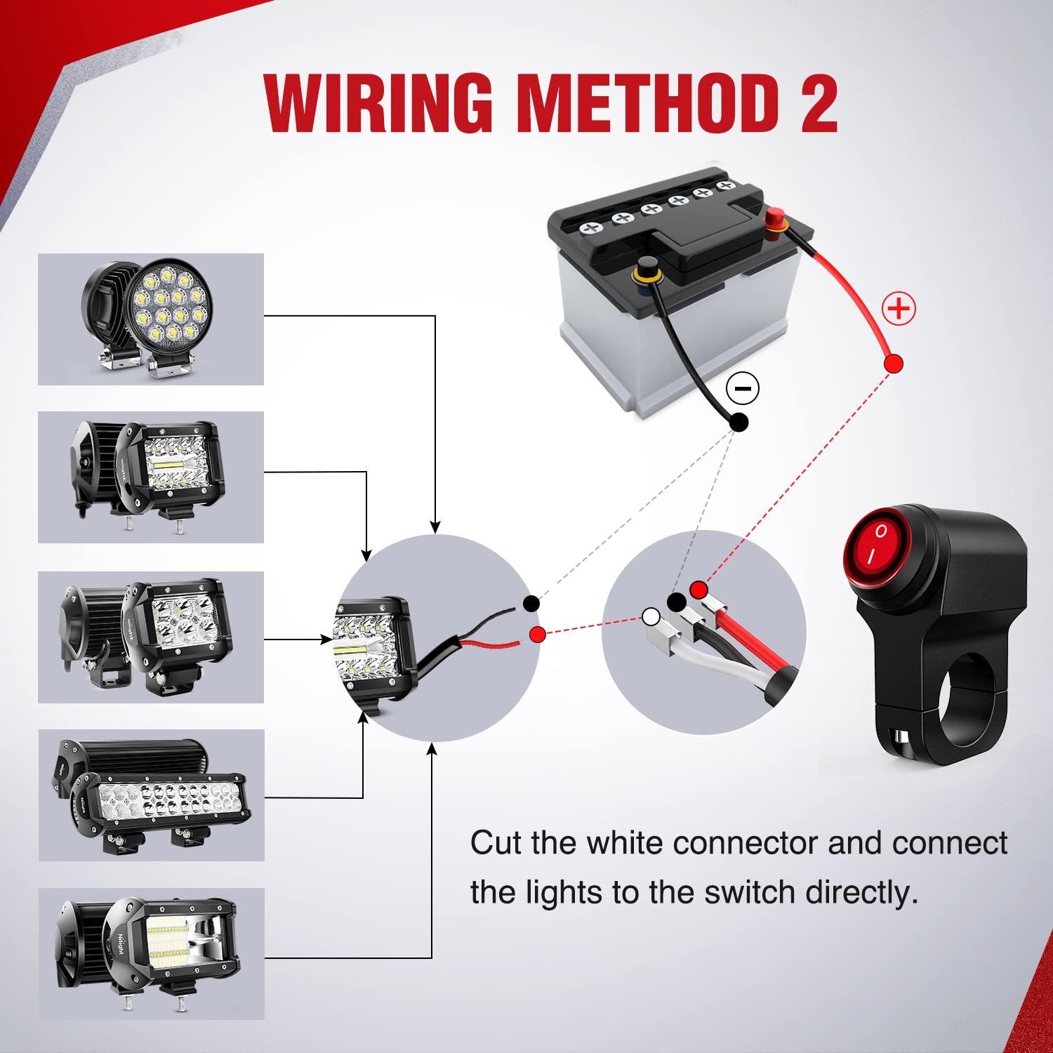 Nilight Motorcycle Handlebar Switch Plug And Play 12V Atv Handlebar Light Switch Push Button Waterproof On Off Switches For Atv