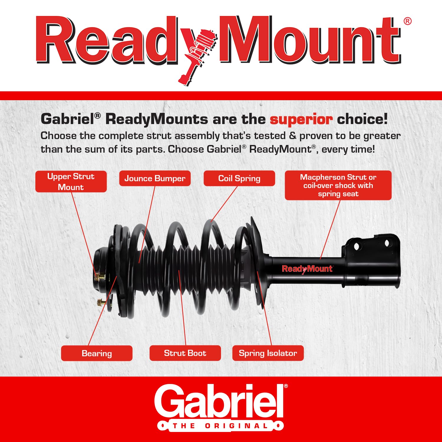 Gabriel G57424 Ultra Readymount Rear Left Complete Strut Assembly For 03-11 Honda Element, 07-10 Honda Element Ex, 07-10 Honda E
