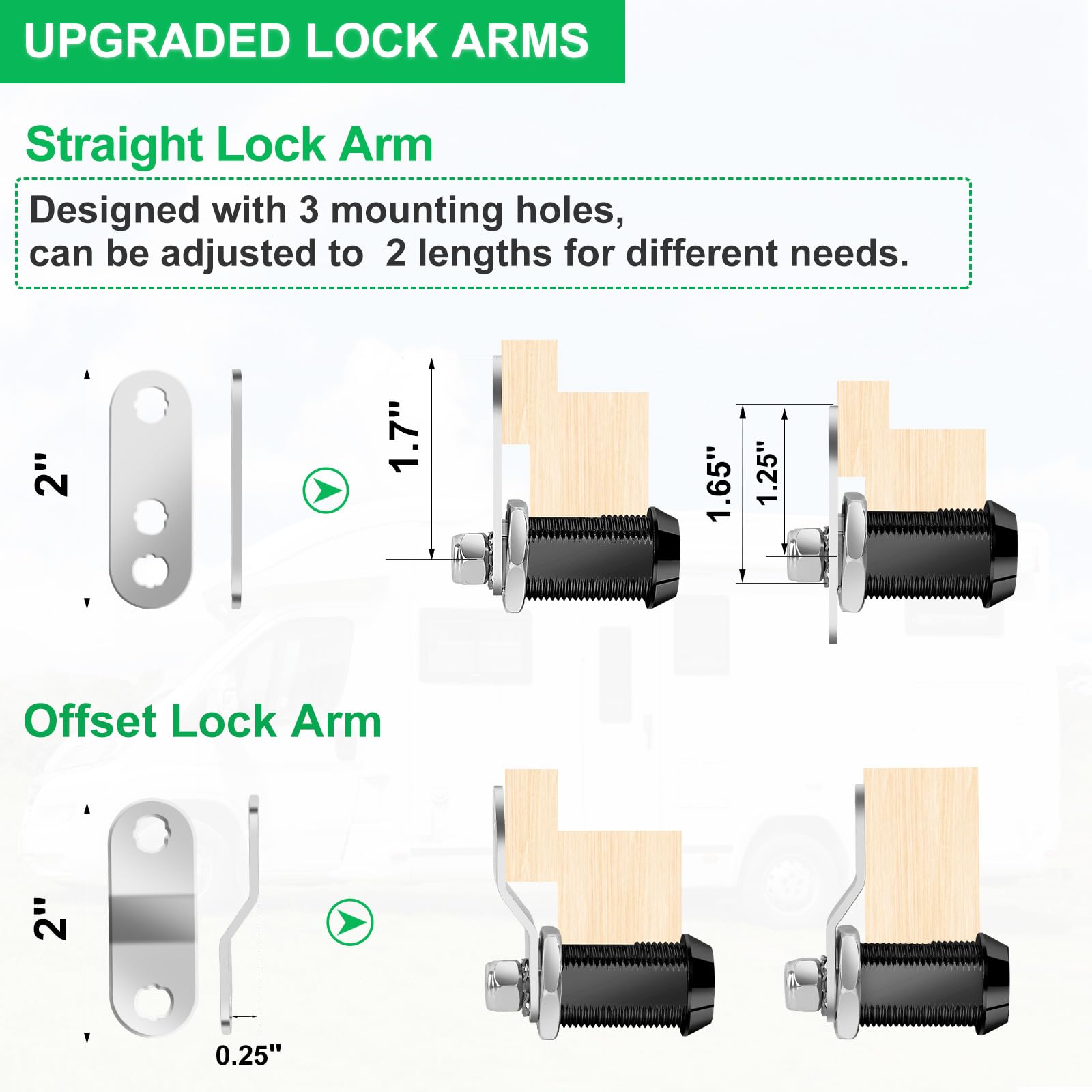 2 Pack Cabinet Lock With Keys, 7/8' Rv Storage Locks Keyed Alike, Rv Locks For Storage Door, Camper Cabinet Door Toolbox Lock Mailbox Rv Cam Locks With Manual (Black -2 Pack, 7/8 Inch)…