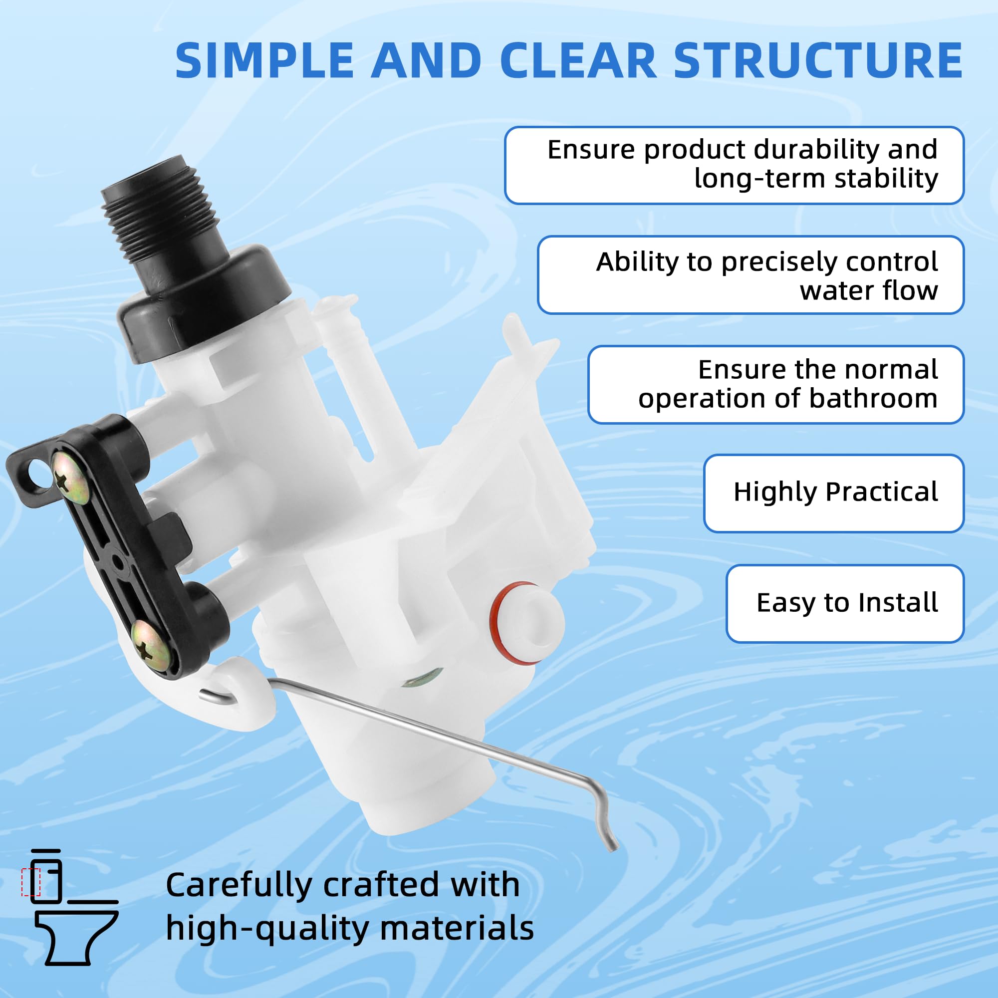 31705 31688 RV Toilet Water Valve Kit Fit for ThetfordAqua MagicV High and Low Models - Replaces 31687, 31648, 31652, 31672, 316