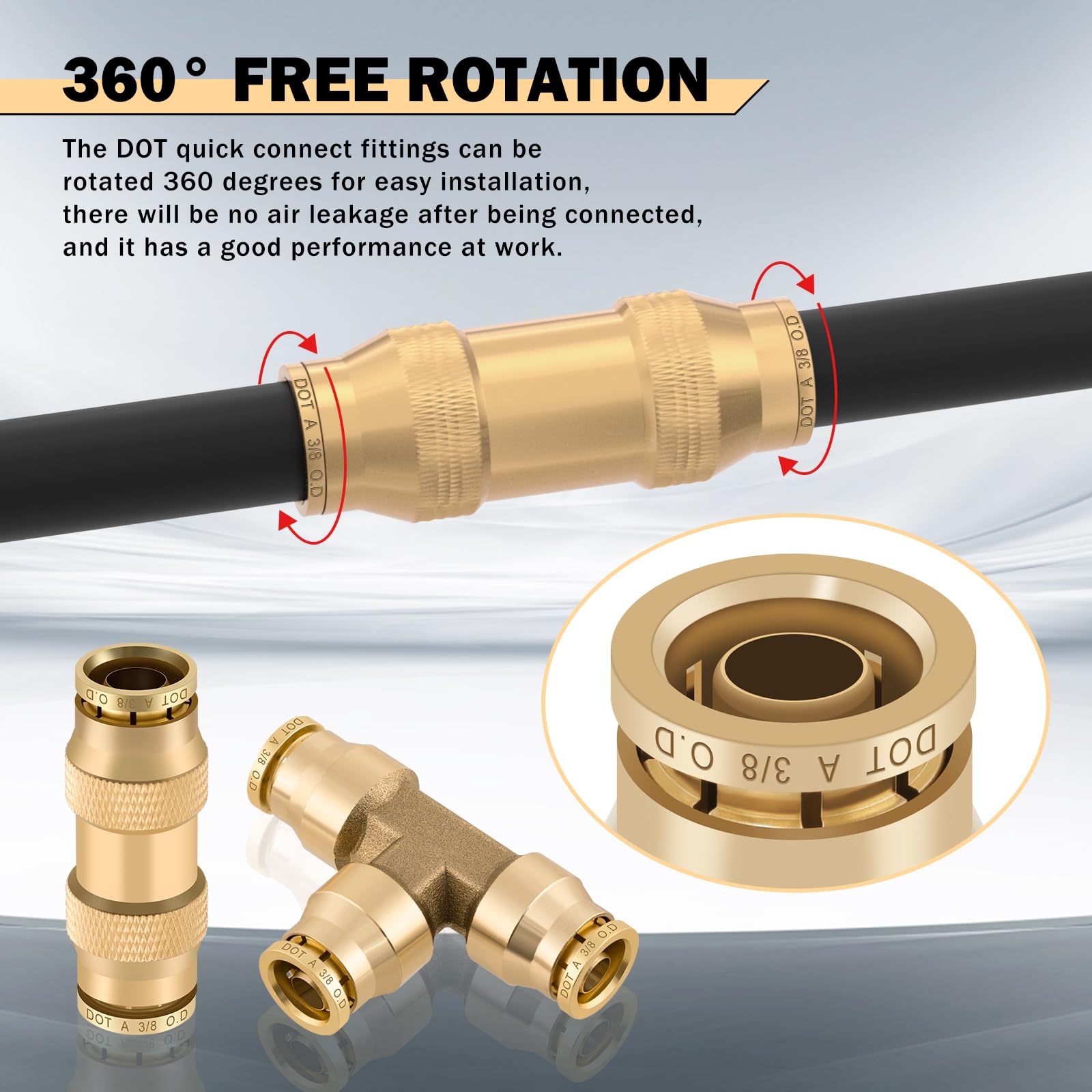 Cheemuii 35 Pcs Brass Dot Air Line Fittings With 50Ft 1/4 '' And 30Ft 3/8 '' Dot Air Line Kit Dot Push Lock Air Fittings Quick C