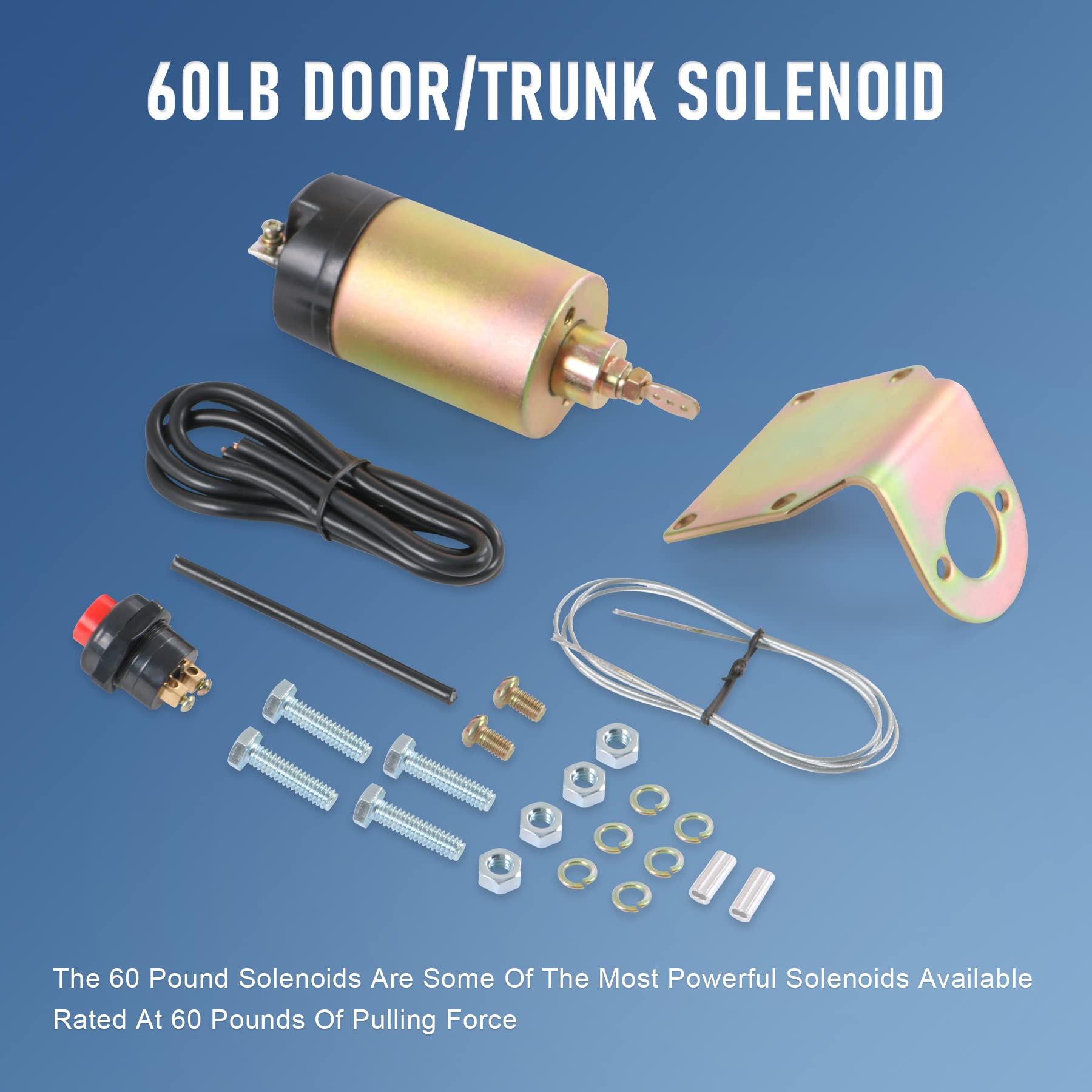 JDMSPEED 60lb Shaved Door Handle Trunk Solenoid Popper Kit - Gold, Model SL-35, Ideal for Street Rods and Tough Doors