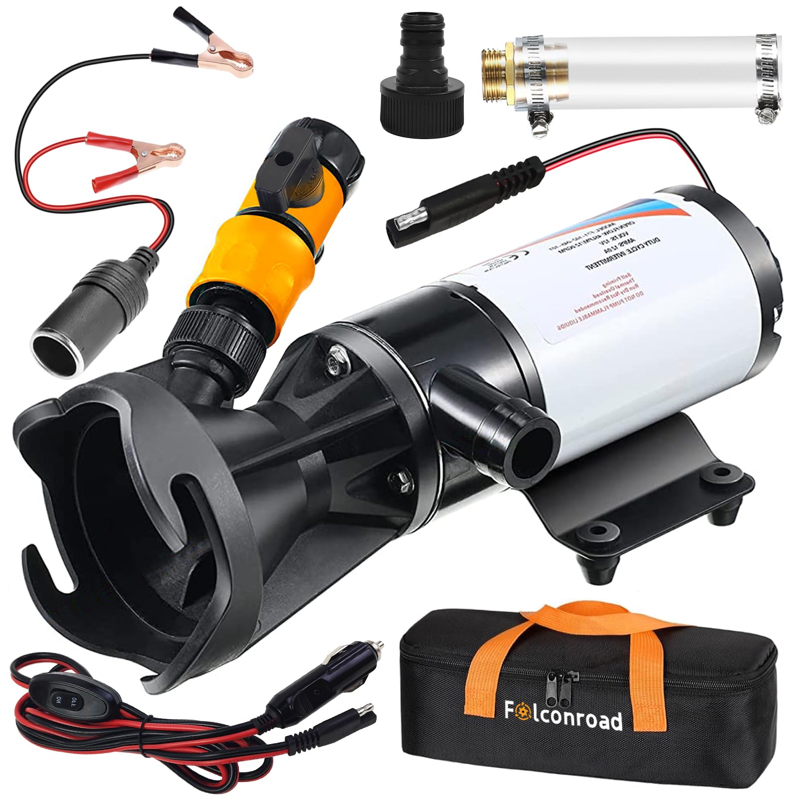 Macerator Pump For Rv With Storage Bag, 12V 12Gpm Rv Macerator With Quick-Release, Sewage Pump With Garden Hose Discharge Port F