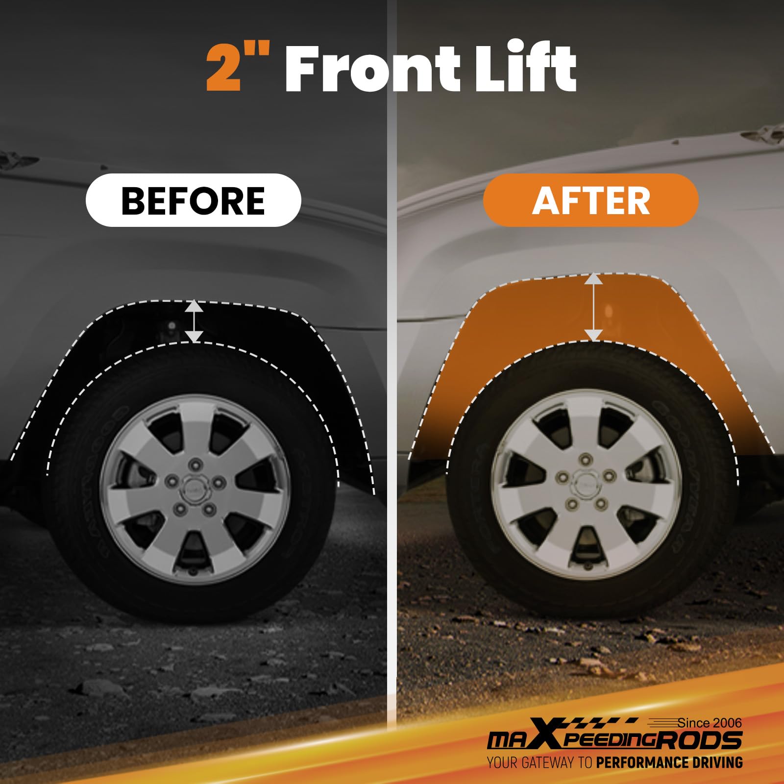 maXpeedingrods 2" Front Leveling Kit for Jeep Liberty KJ KK 2002-2012, Alloy Steel, Gray, Model EW78
