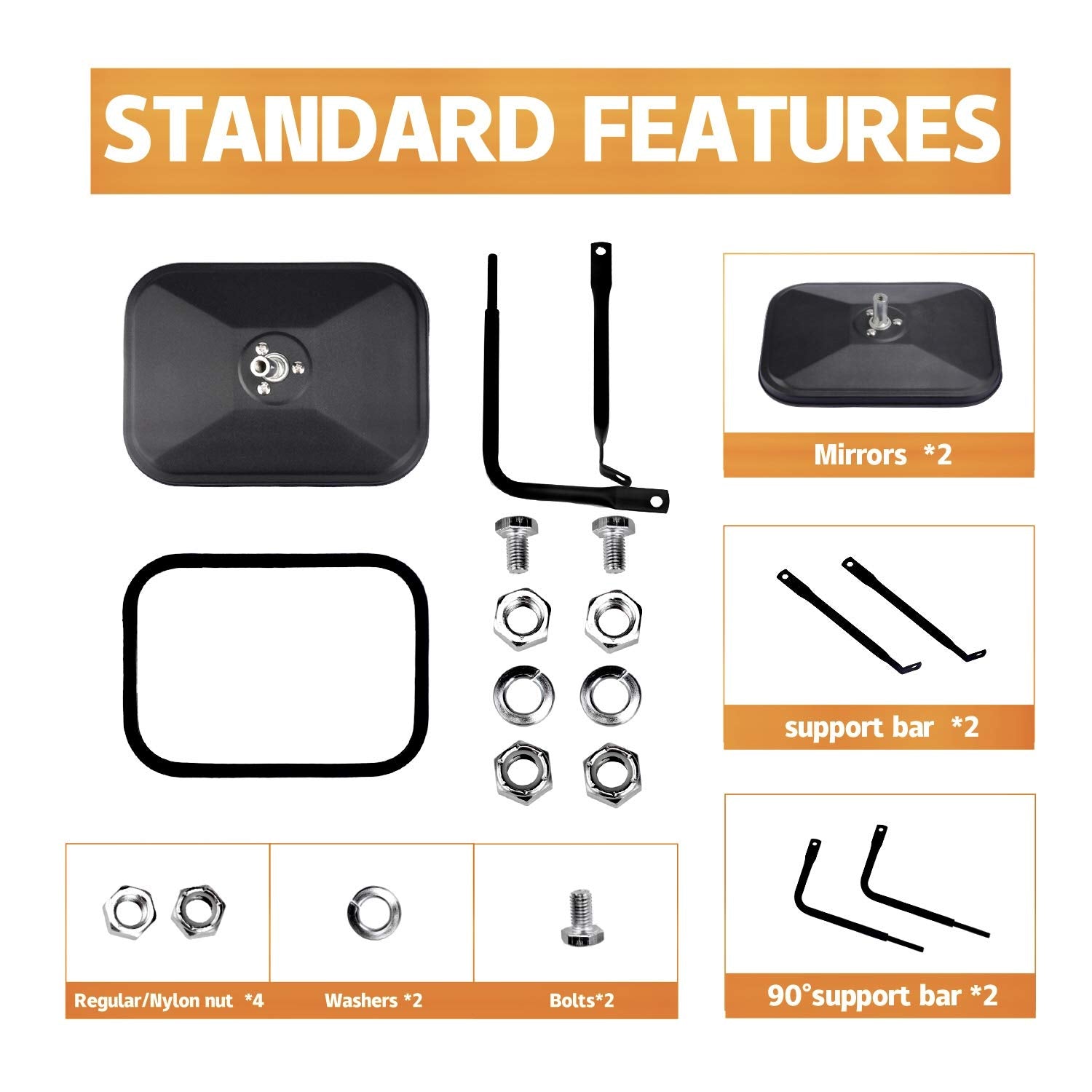 Justtop Mirrors Doors Off, Side View Mirrors Compatible With Jeep Wrangler Cj Yj Tj Jk Jl & Unlimited,Quicker Install Door Hinge