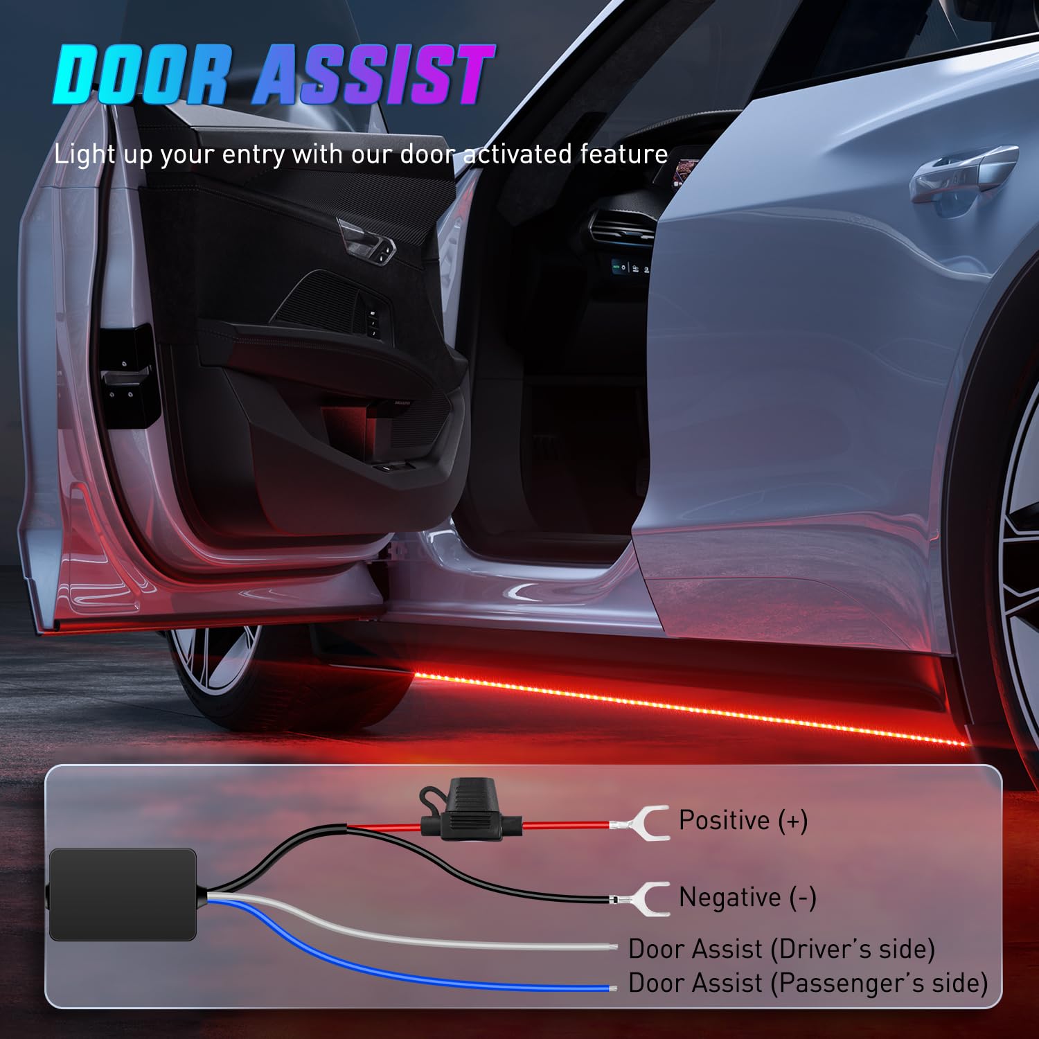 Nilight 8Pcs Aluminum Underglow Neon Accent Strip Lights 396 Leds Rgb Door Assist Multi Color Diy Sound Active Function Music Mo