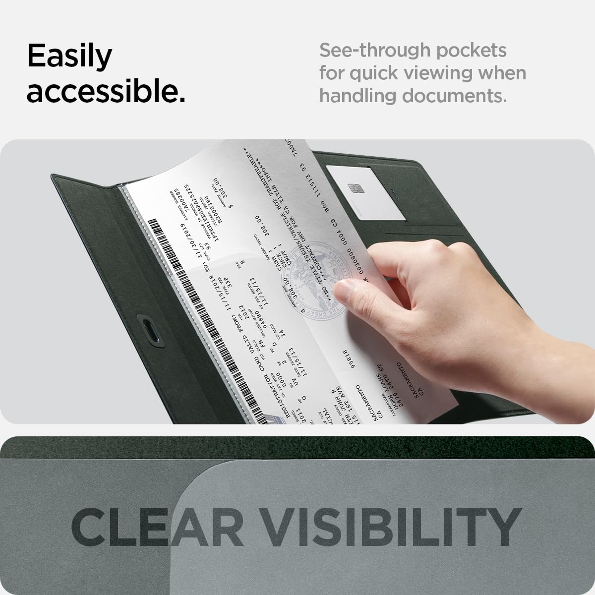 Spigen Car Registration And Insurance Card Holder Velo Vegan Premium Leather Designed For New Tesla Model Y 2025 Refresh Model 3