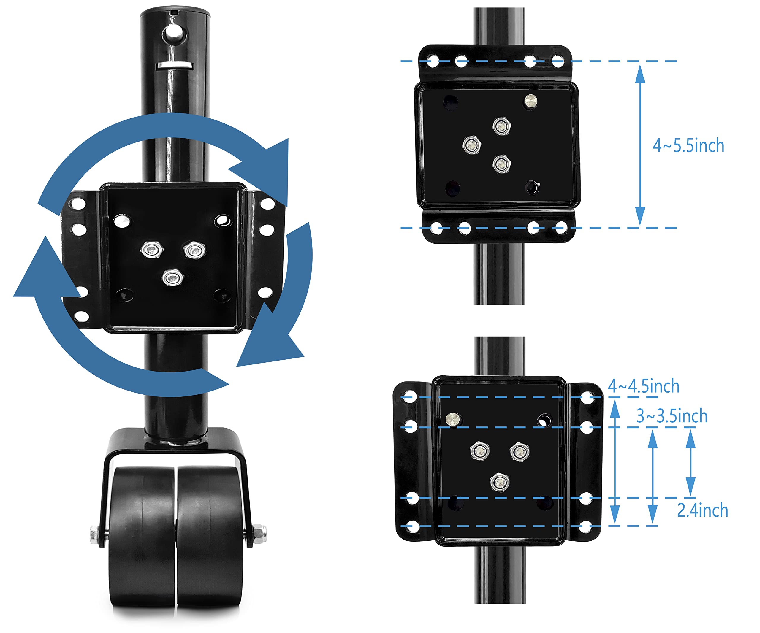 Aukayne Heavy Duty Boat Trailer Jack with Wheel, 2000 LBs Capacity, 12" Lift, Alloy Steel, Black, Model TJ169