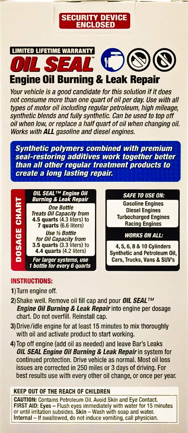 Bar's Leaks Oil Seal Engine Oil Burning & Leak Repair - OS-1, Pack of 1