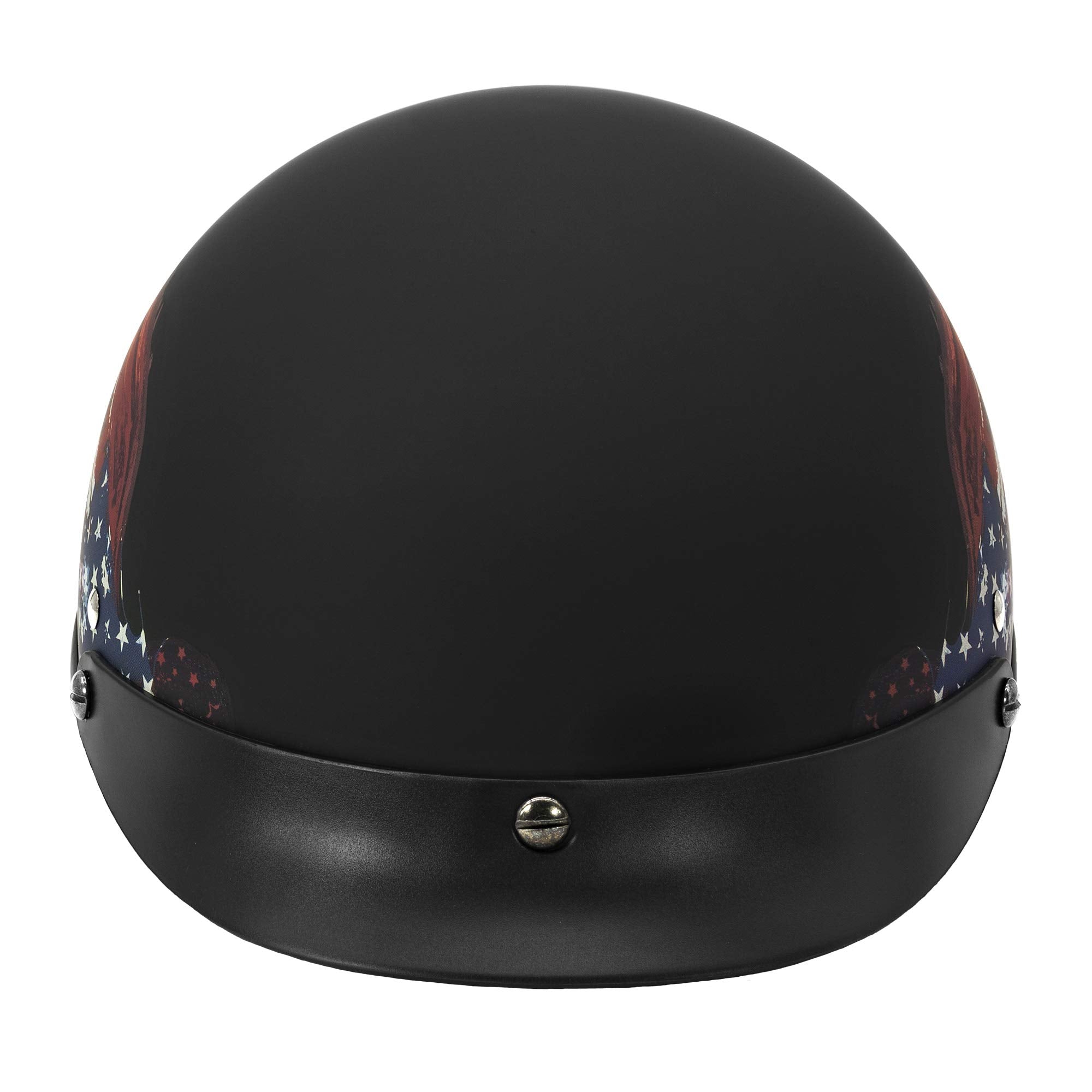 Vcan Cruiser Solid Flat Black Half Face Motorcycle Helmet (Flag, X-Large)
