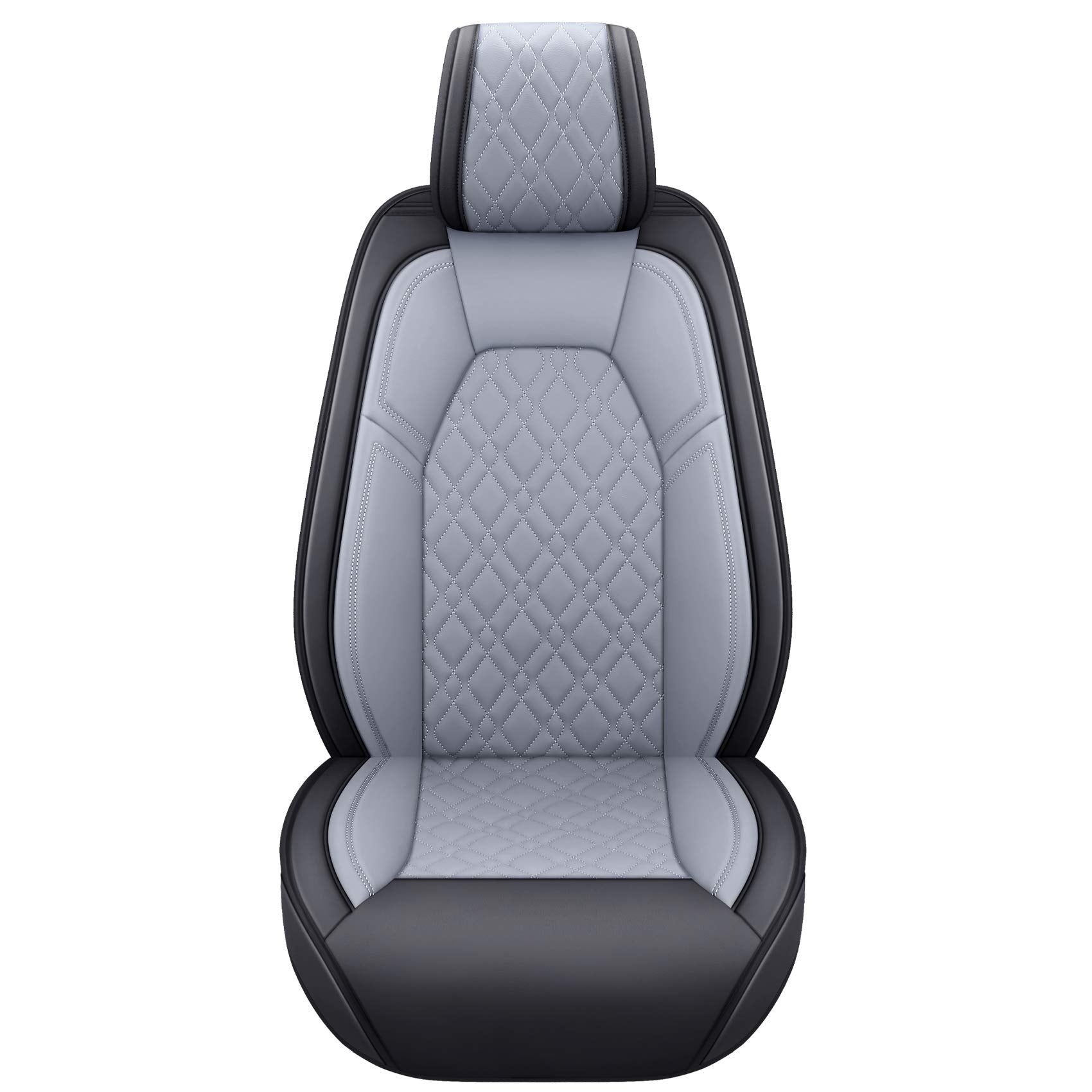 Aierxuan Dodge Ram Seat Covers Custom Fit 2009-2024 1500 2500 3500 Pickup Truck Crew Double Quad Regular Cab Waterproof Leather Front Car Cushions(2 Pcs Front, Black-Gray)