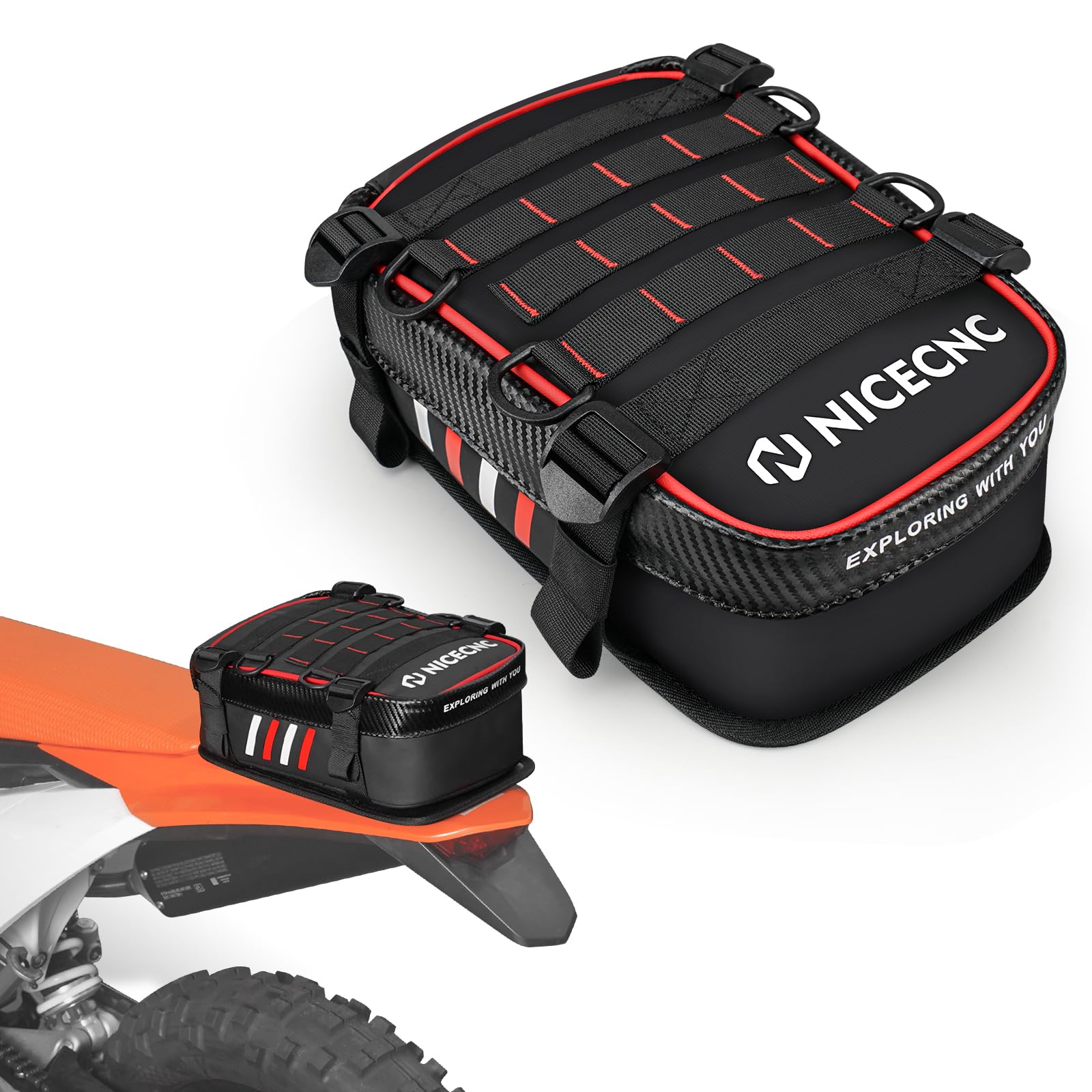 NICECNC Motorcycle Dirt Bike Fender Bag with Tool Roll - 500D PVC Waterproof Off-Road Storage Bag for Motocross Enduro Accessori