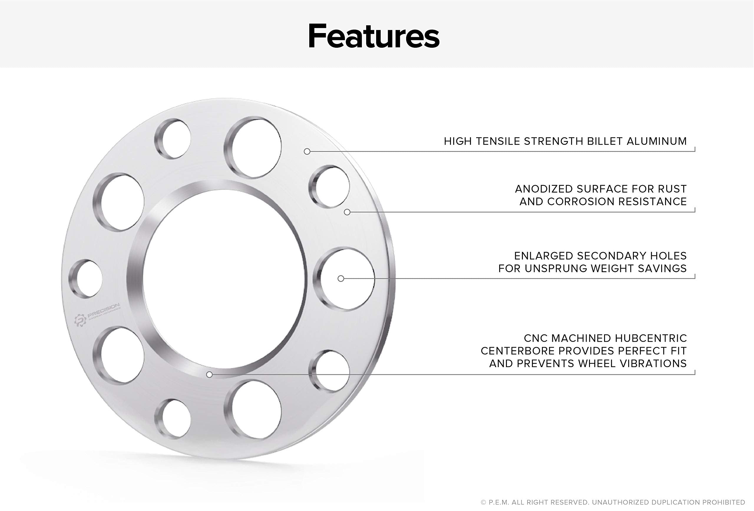 Stancemagic - 2Pcs 3Mm Hubcentric 5X4.5 Wheel Spacers (5X114.3, 70.5Mm Bore) Compatible With Mustang Edge Crown Victoria Ranger