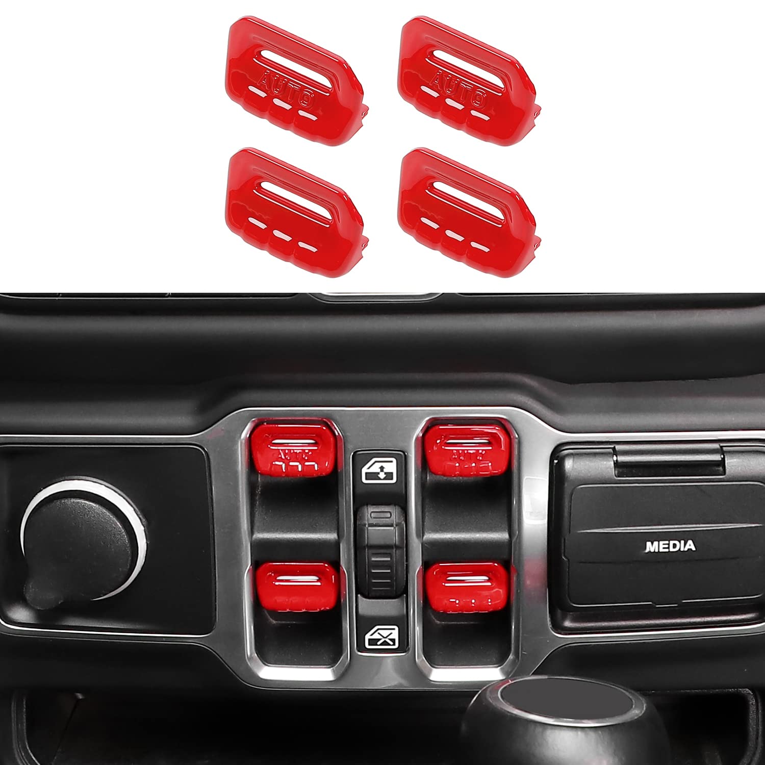 Jimen Compatible with Jeep Wrangler JL JLU 2018-2024 and Jeep Gladiator JT 2020-2024, 4PCS Center Console Window Button Switch C