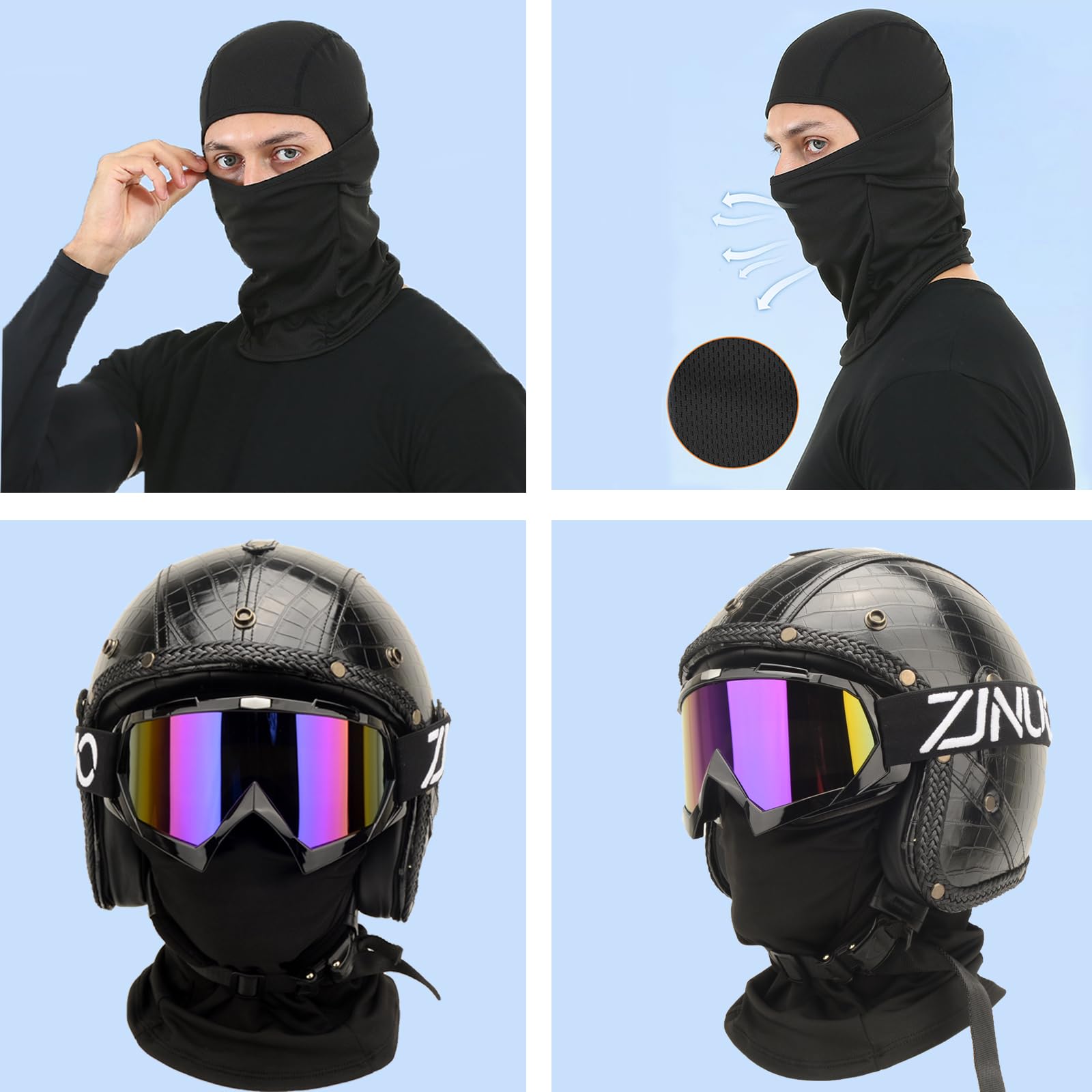ATV Goggles with Balaclava face Mask for Men Women and Youth, Dirt Bike Motorcycle Motocross Riding Ski Goggles (Black Color+Bla