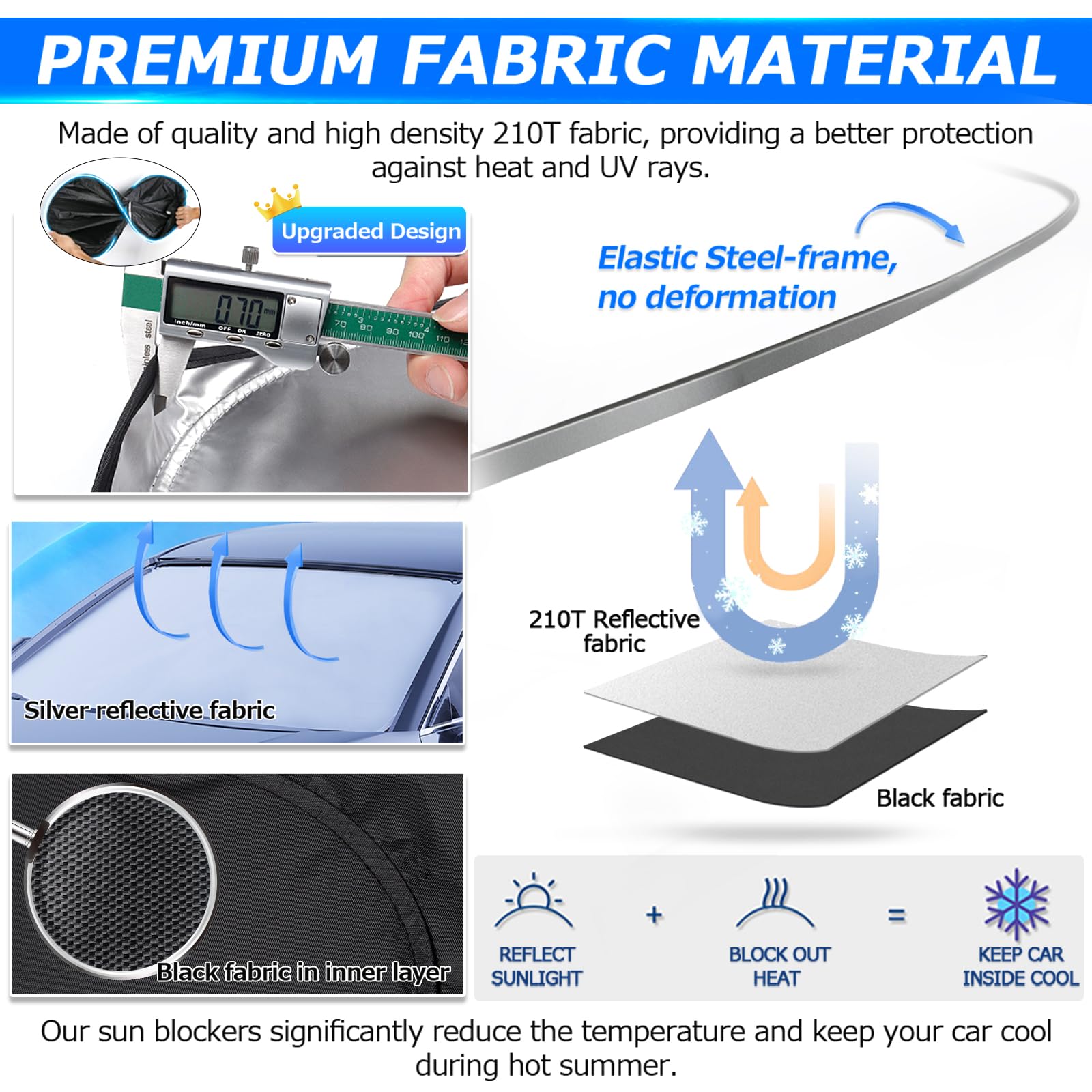 Karltys 3Pcs Windshield Sun Shade For 2022-2025 Volkswagen Vw Taos, Front And Side Window Sunshade Cover Custom Fit Vw Taos, Fol