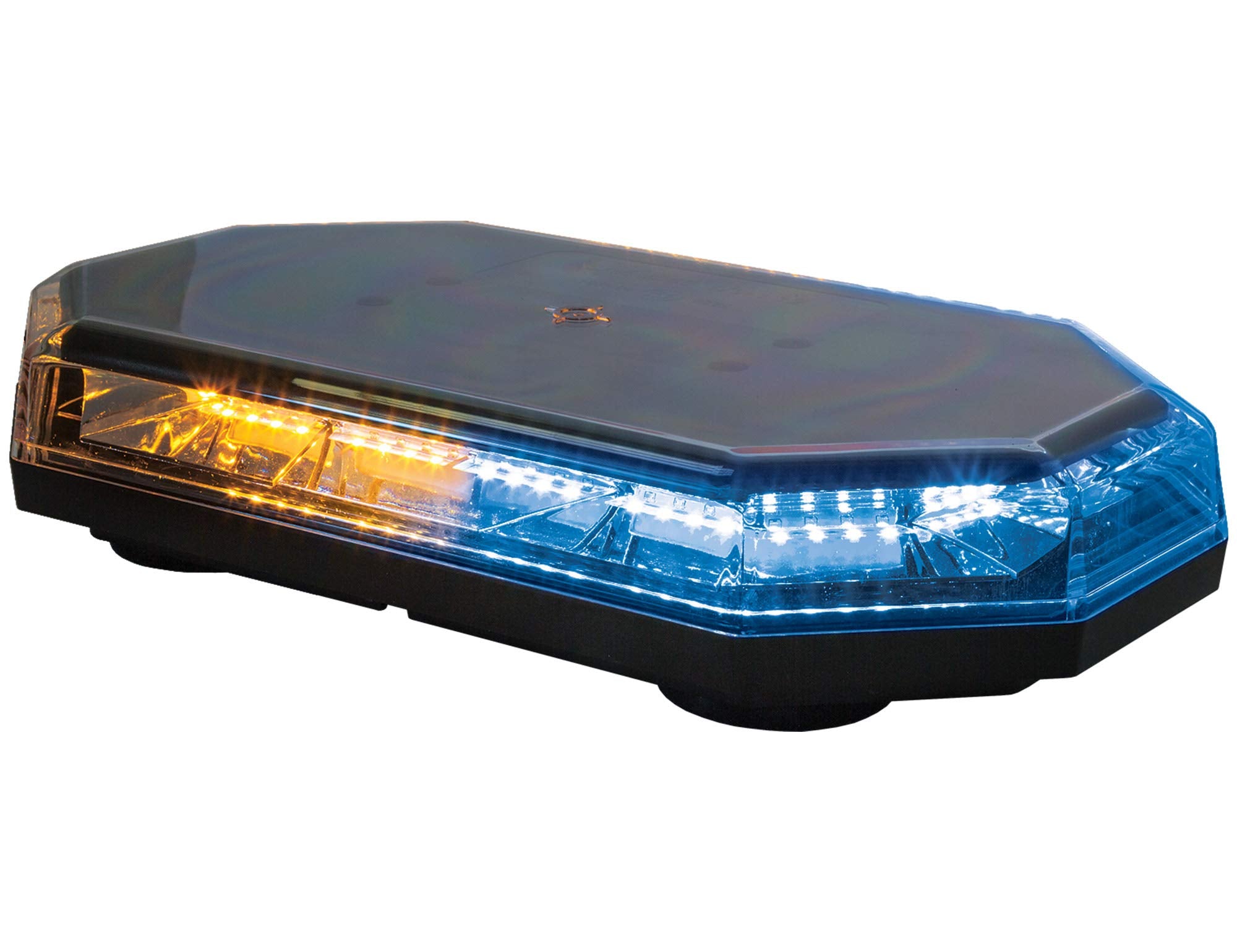 Buyers Products 8891068 15 Inch Octagonal LED Mini Light Bar, Amber/Blue, 56 LEDs, 10 Flash Patterns, Permanent Or Magnetic Moun
