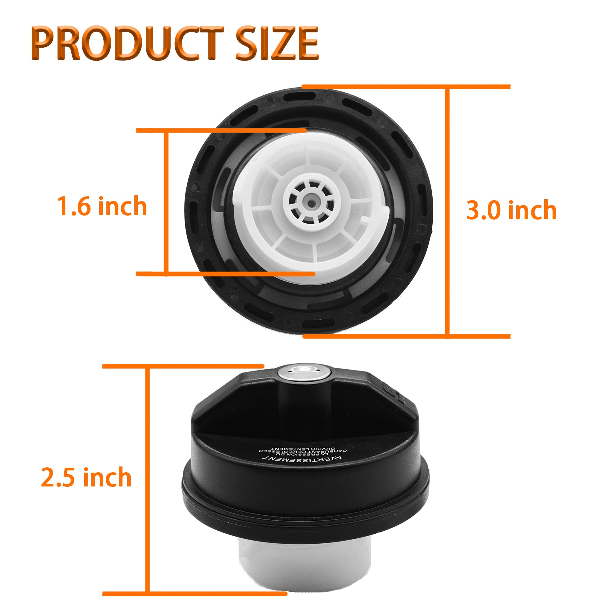 Fokes Locking Gas Cap - Chrome Black Fuel Cap for Dodge Jeep Ram, Fits Challenger, Grand Caravan, Cherokee, Wrangler, #05278655AB