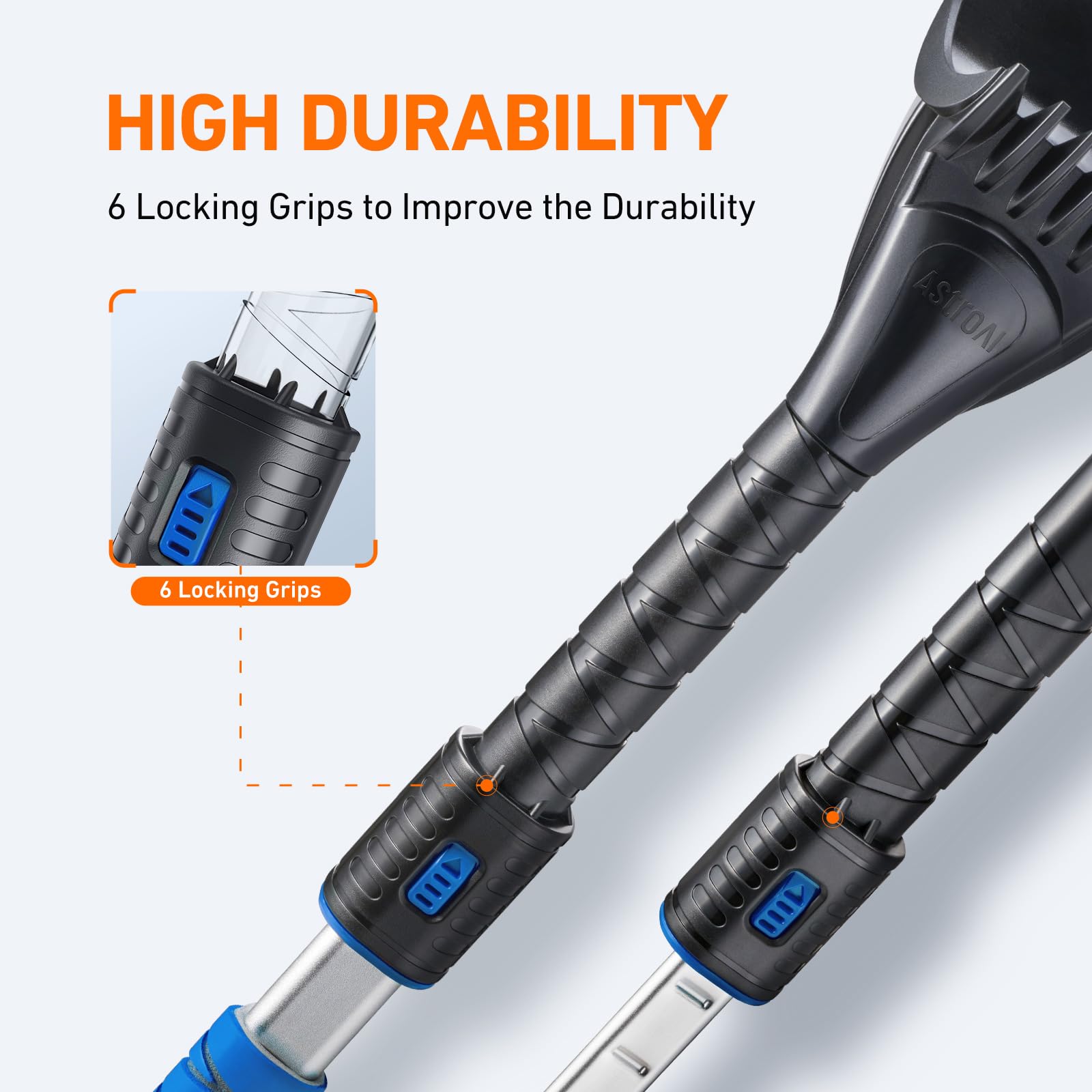 Astroai 62.4'' Ice Scraper And Extendable Snow Scraper For Car Windshield With Foam Grip And 360