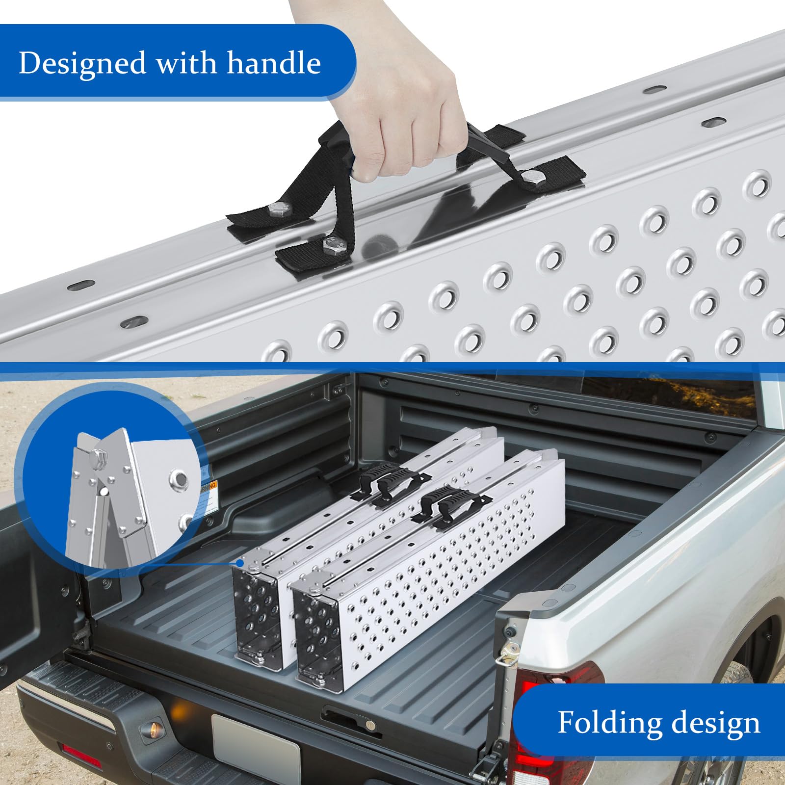 Arejonner 77.7 inches Long and 8.6 inches Wide Heavy Duty Folding Loading Ramp, Motorcycle; Lawn Mower; Snow Plough; Bikes; ATV;