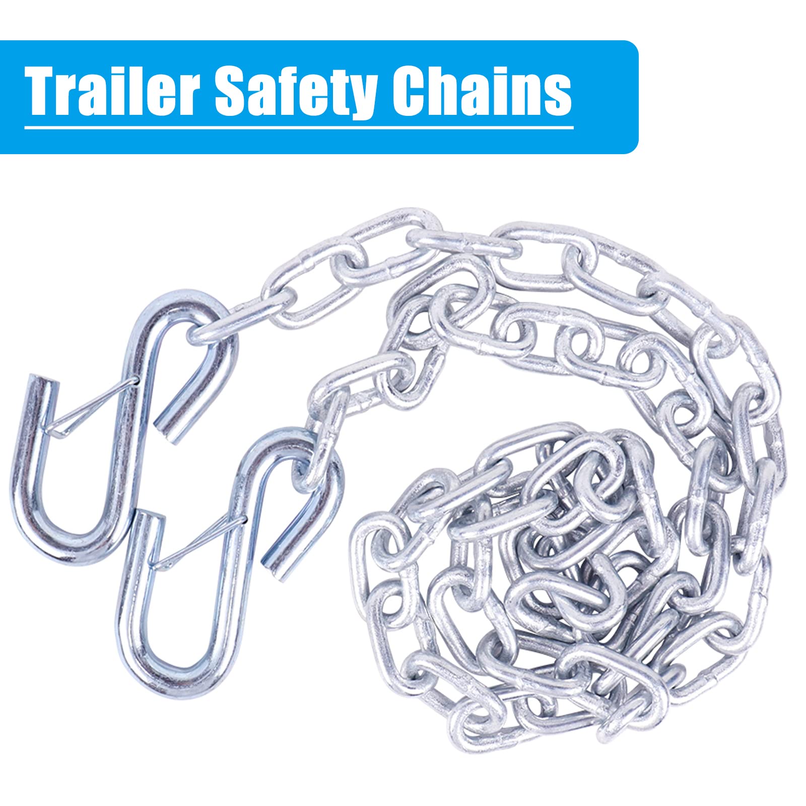 Tnyeobae 48 '' Trailer Safety Chain With 3/16 '' Spring Hook,Grade-30 Metal Safety Chain Kit 2000 Lbs(Pack Of 2)