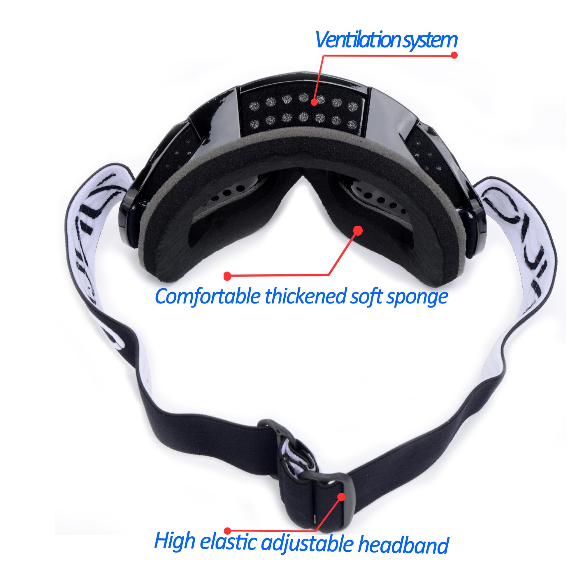ATV Goggles with Balaclava face Mask for Men Women and Youth, Dirt Bike Motorcycle Motocross Riding Ski Goggles (Black Color+Bla