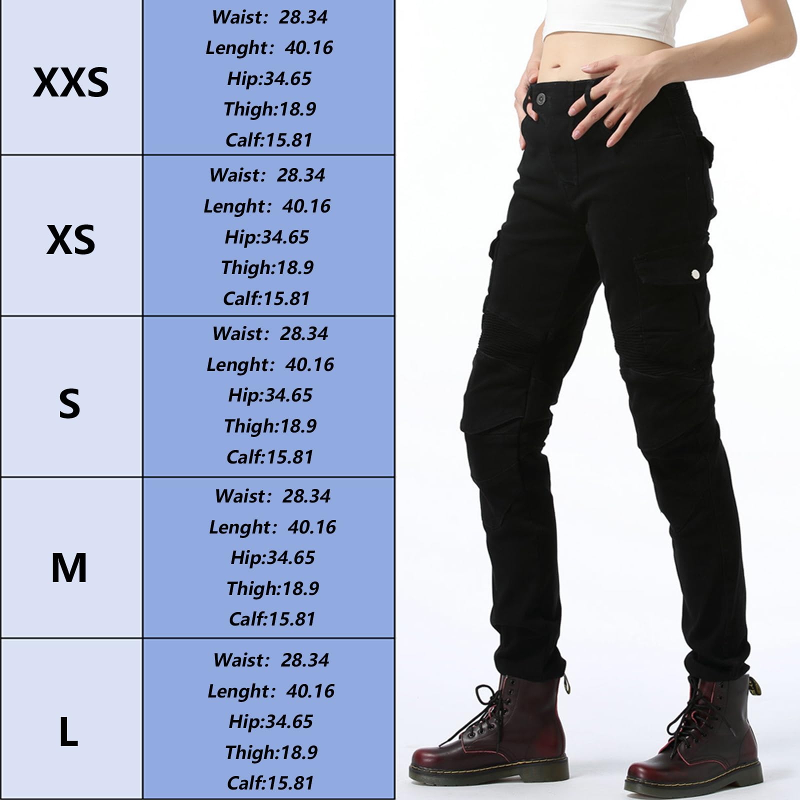 LOMENG Motorcycle Riding Pants Motorcycle Jeans Slim Fit with CE Knee Hip Removable Protectors Armor for Women Black M 30