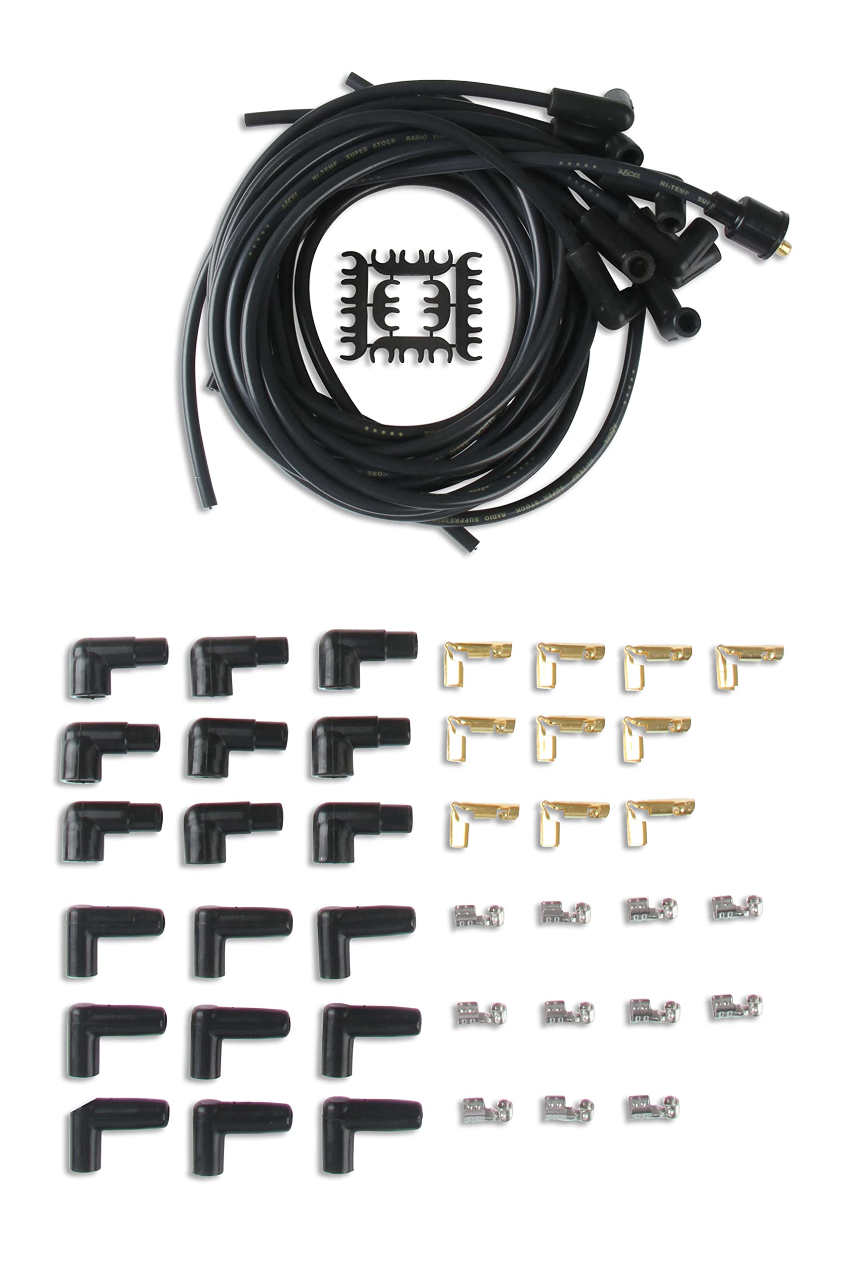 Accel 4041K Spark Plug Wire Set- 8Mm - Black Wire With Black 90 Degree Boots