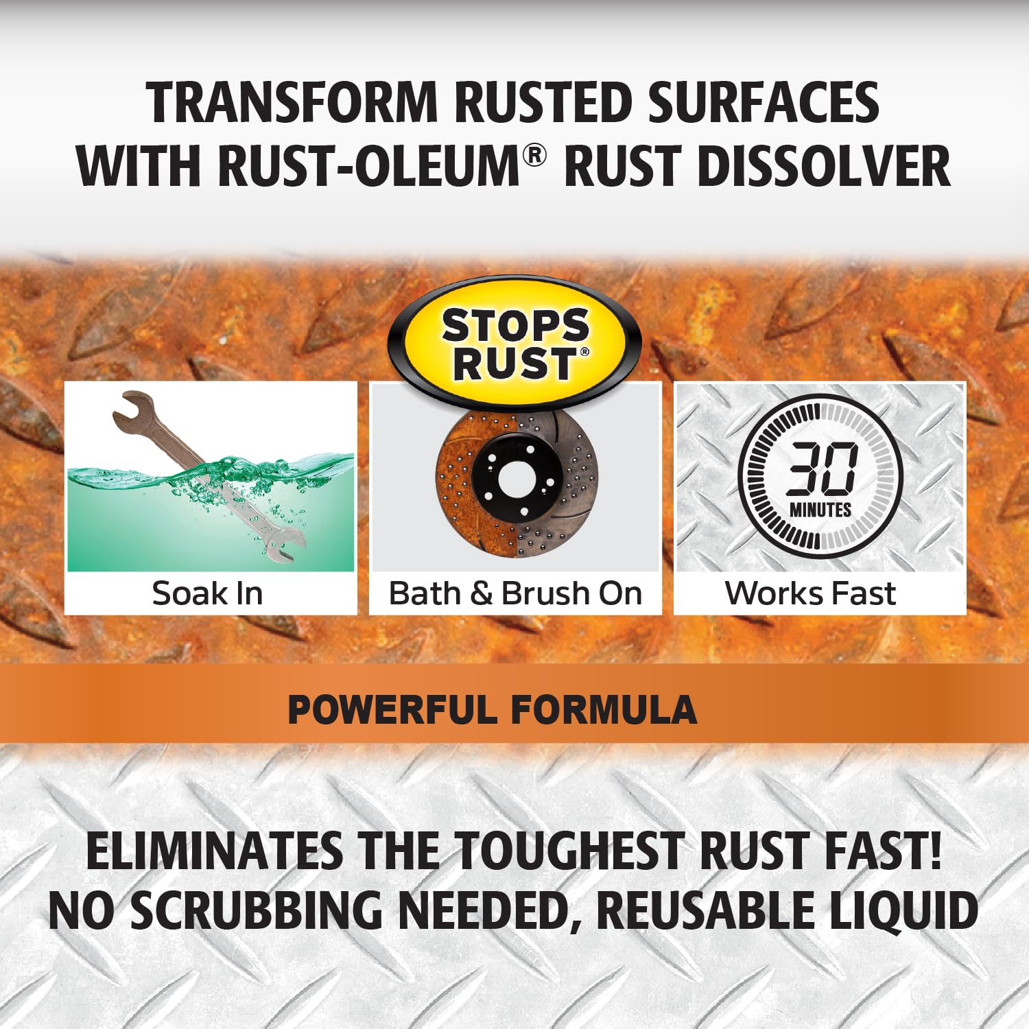 Rust-Oleum Rust Dissolver Soak & Bath - Heavy-Duty Corrosion Remover, 32 Fl Oz, for Metal Tools, Cars, Bikes, Grills, Firearms